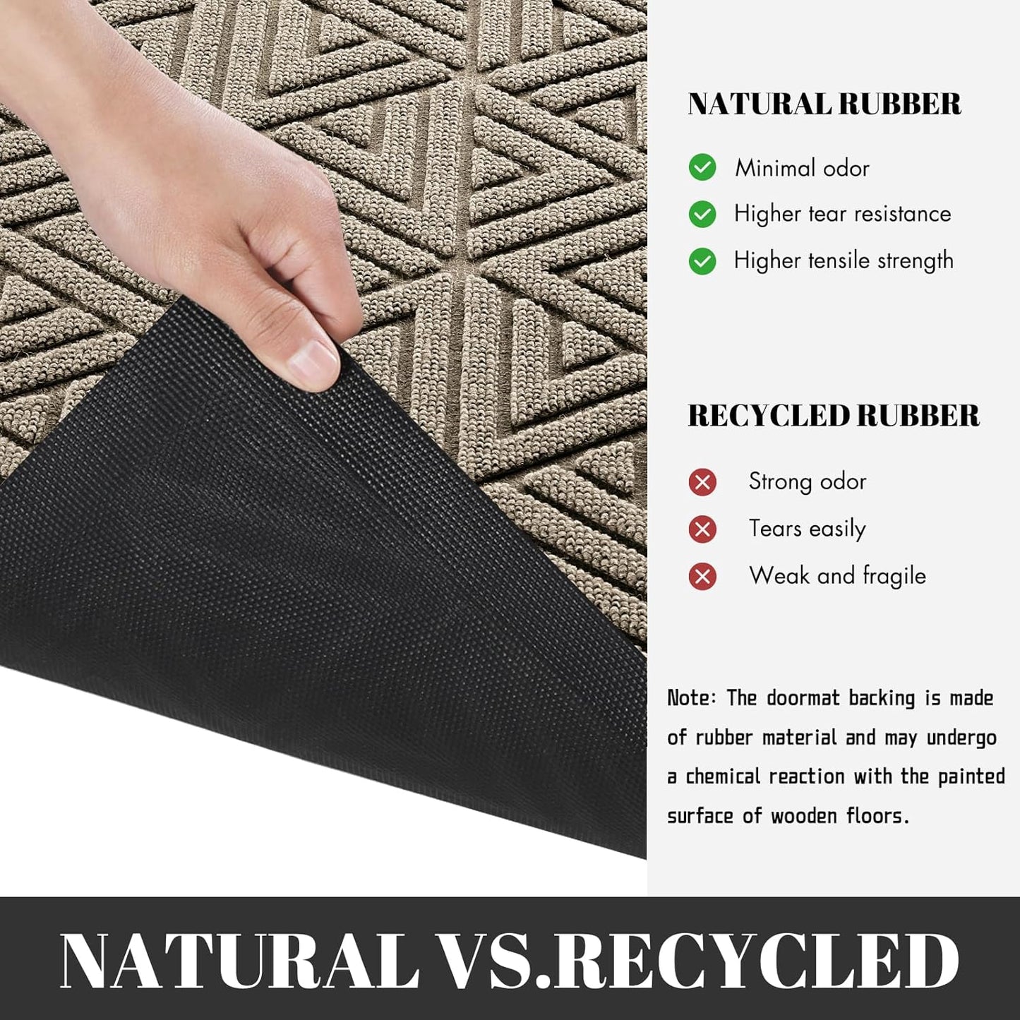 Yimobra Outdoor Mats for Front Door 29.5x17, Stops Mud & Dirt at Entrance, Fits Garage & Patio, All-Weather Waterproof Non Slip Outdoor Indoor Welcome Mat, Beige