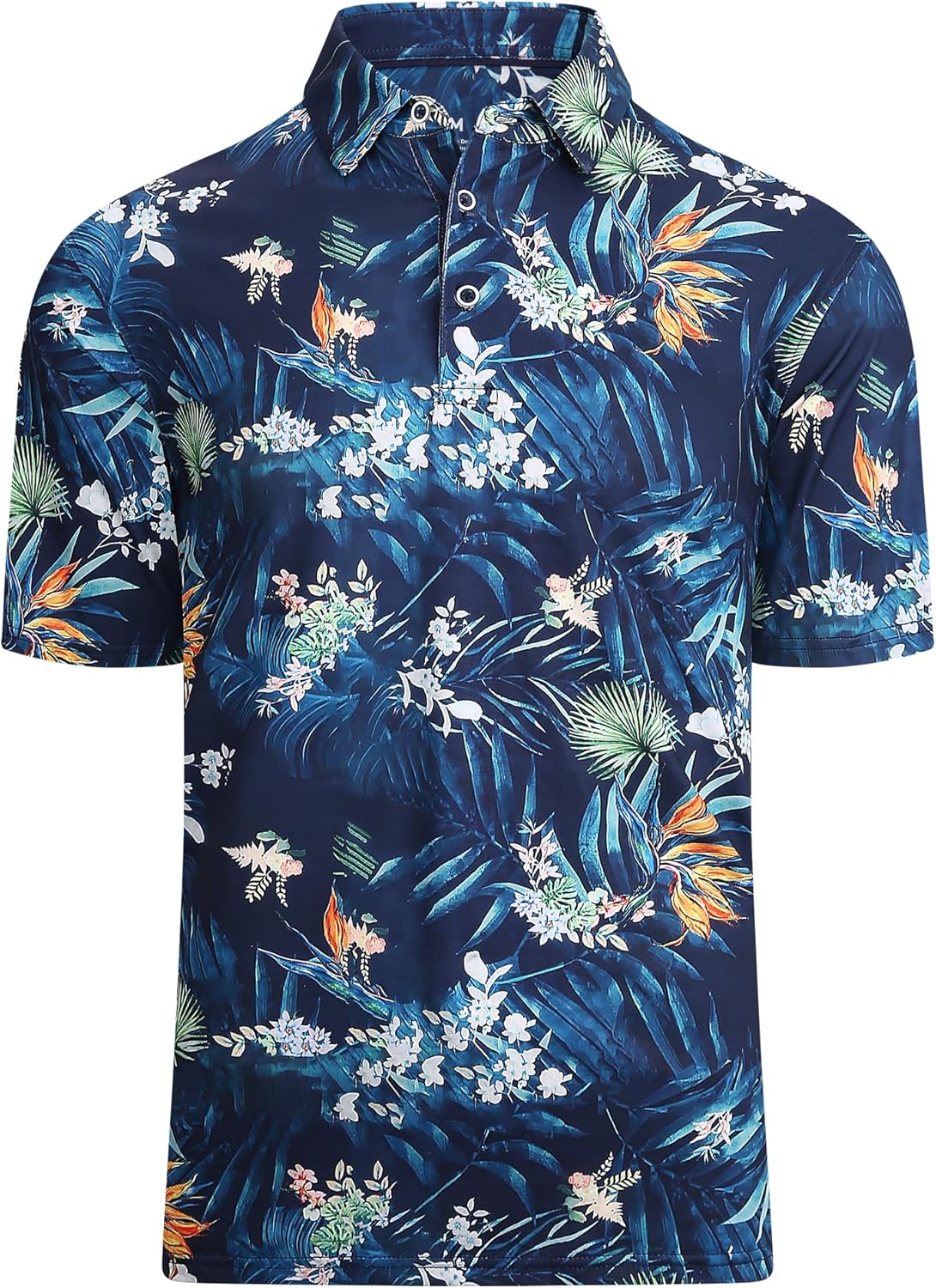 Alex Vando Mens Hawaiian Golf Shirt Moisture Wicking Digital Print Golf Shirts for Men