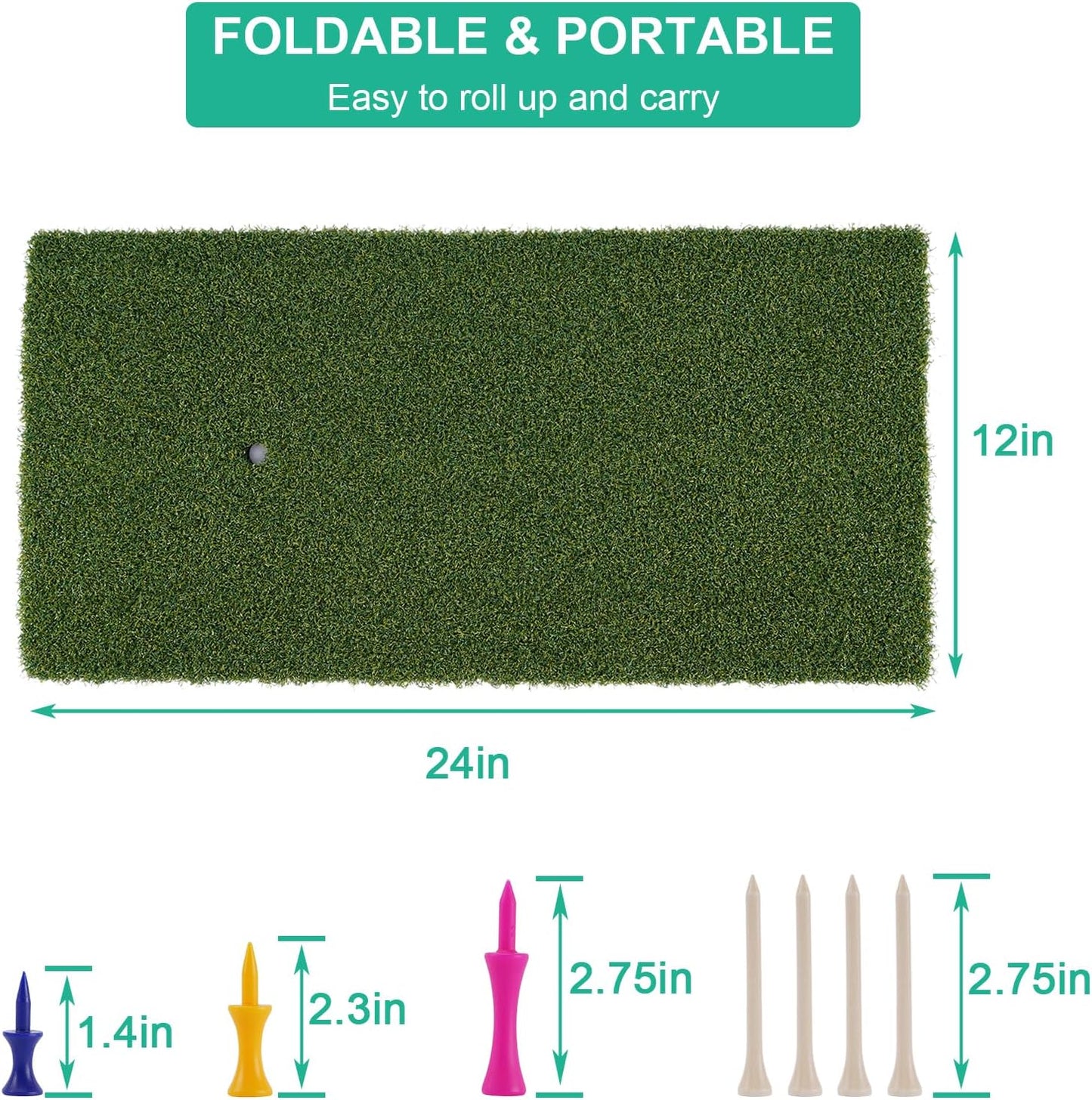 Golf Practice Mat Golf Hitting Mat Portable Training Matt Indoor Outdoor Chipping Putting Training Mats for Backyard Garage – Gift for Golfers, Beginners & Pros