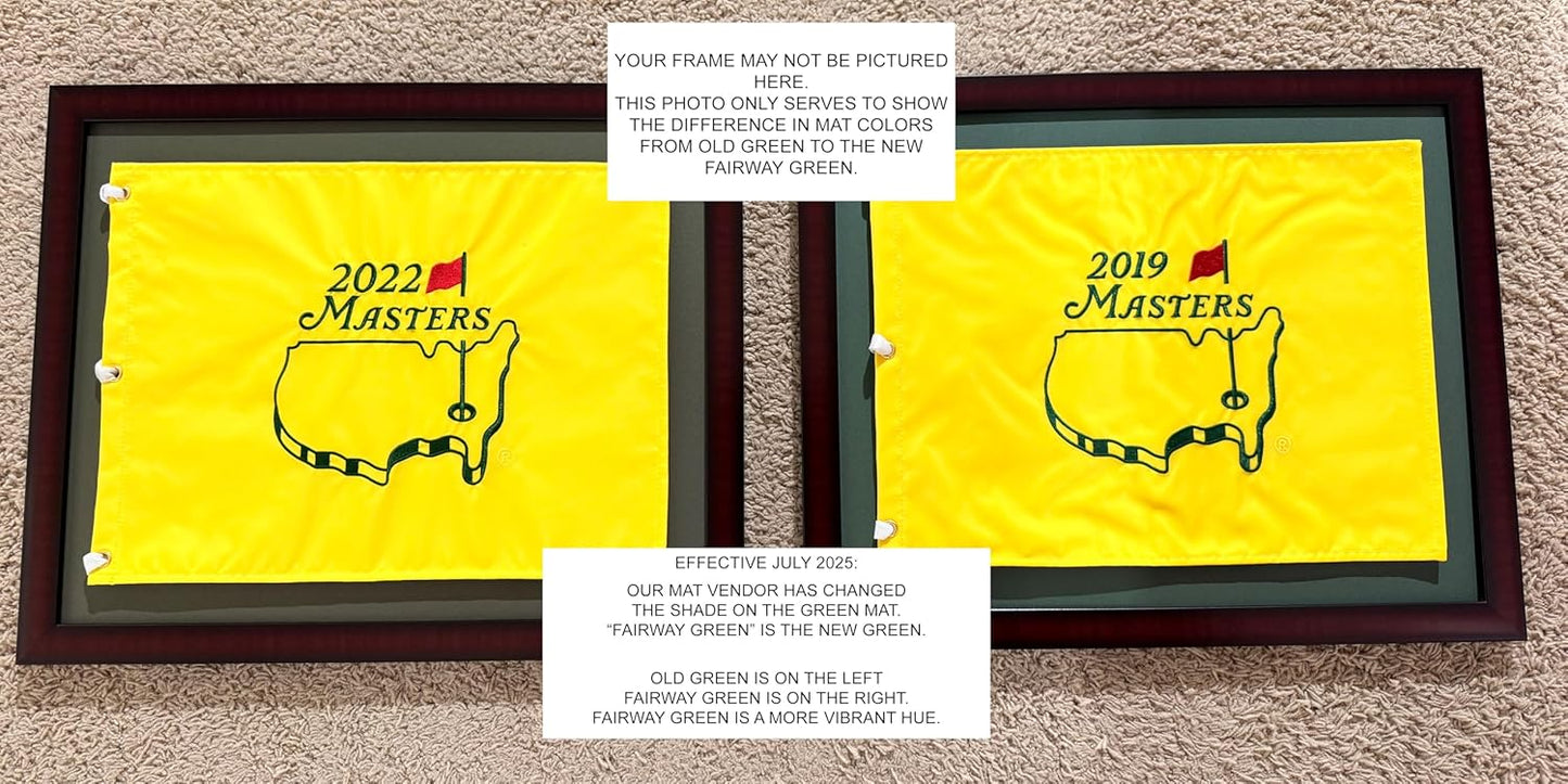 8x15 Mahogany Color Golf Scorecard Frame, Moulding brn-002, NEW Fairway Green Mat (holds up to approx. 5x12 card); card not included