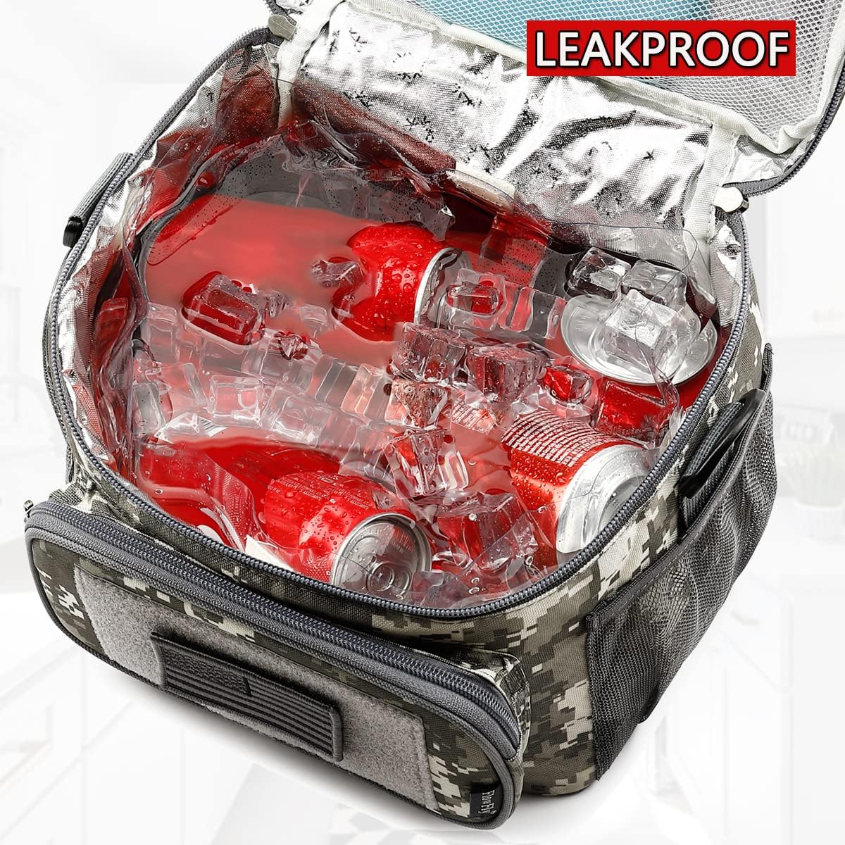 FlowFly Tactical Lunch Bag Large Insulated Lunch Box Cooler Tote for Men, Women with MOLLE/PALS Webbing (Digital#Camo, Medium)