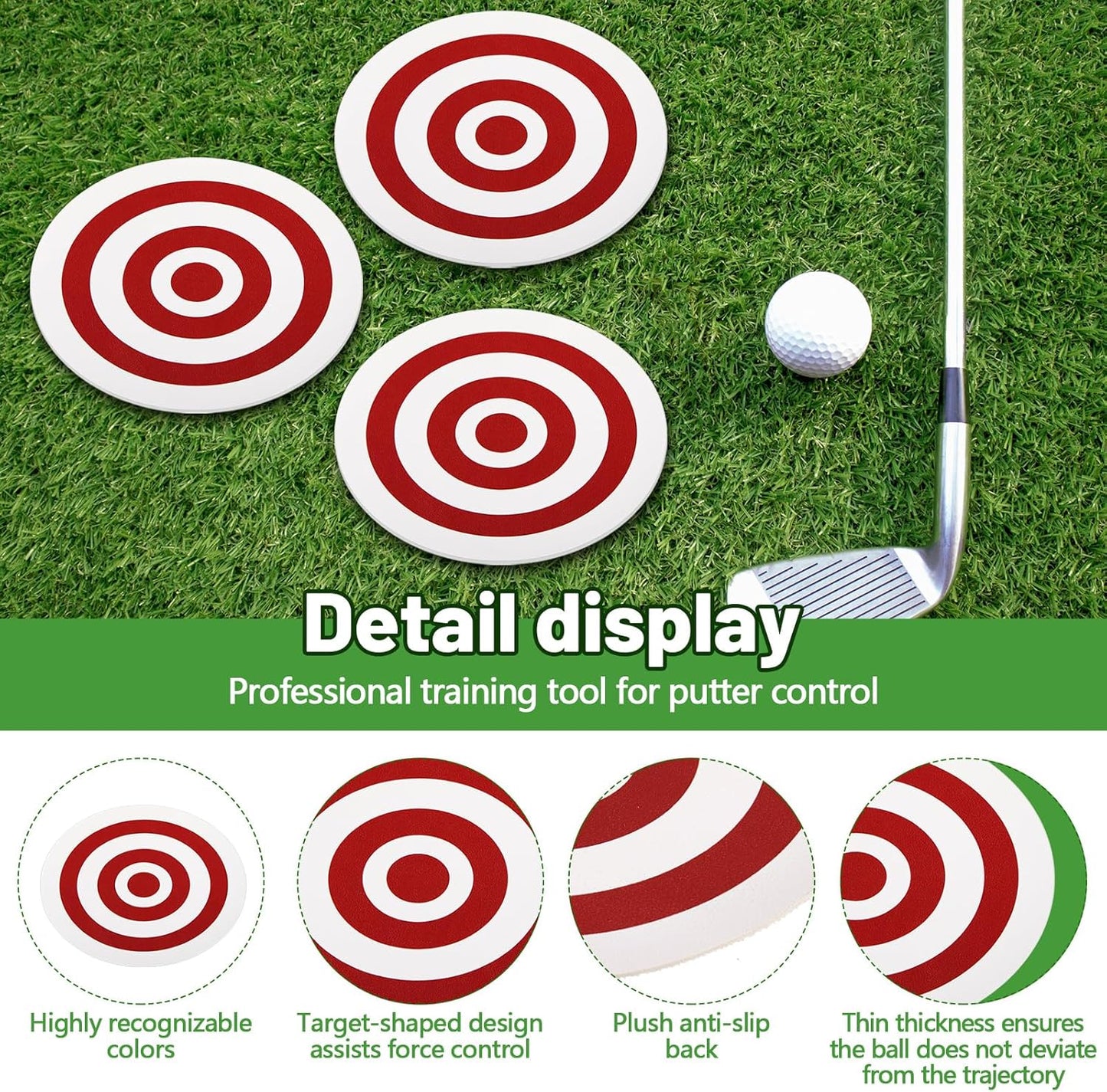 6 Pcs Golf Putting Target Hole Cup Bulk Golf Goal Circles Putt Disk Green Accessories for Golfers Putting Training Indoors Practice Outdoors Aid