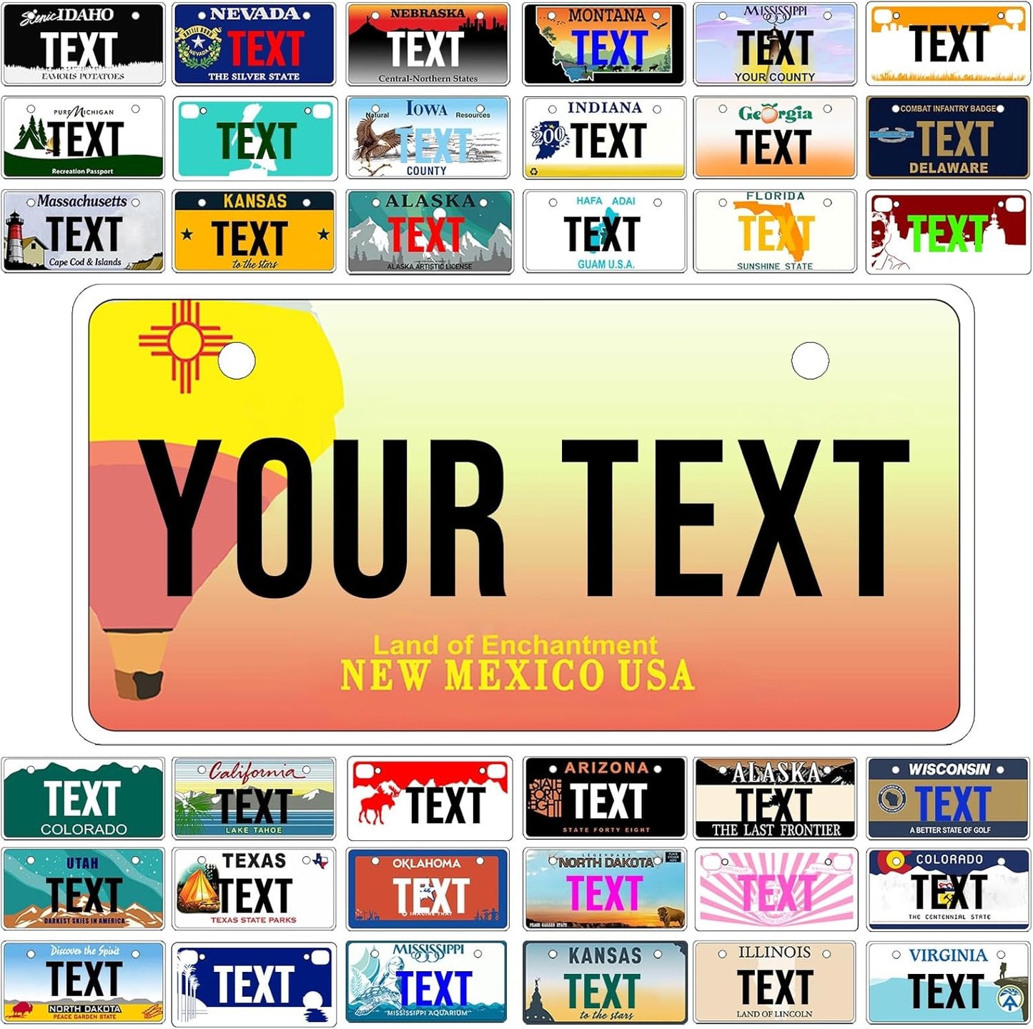 Custom Mini License Plate,Personalized New Mexico Bike License Plate - Select from All 50 States,3 Sizes - Customized Customizable State Car Tag Plates for Kids Bike, Bicycle,Toy Car,4x2 Inch