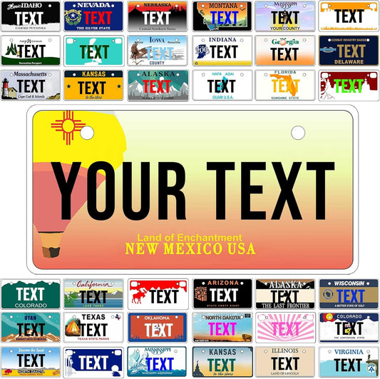 Custom Mini License Plate,Personalized New Mexico Bike License Plate - Select from All 50 States,3 Sizes - Customized Customizable State Car Tag Plates for Kids Bike, Bicycle,Toy Car,4x2 Inch