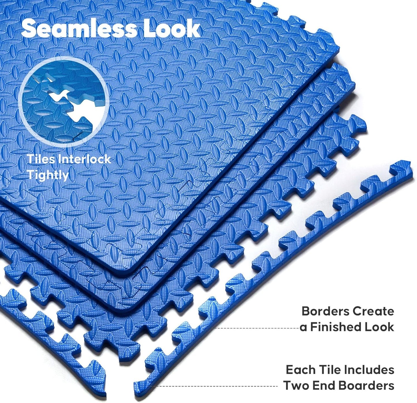 Home Gym Mat, Puzzle Exercise Mat, EVA Interlocking Foam Floor Tiles for Home Workout Equipment and Kids' Play Areas - Blue, 24 in x 24 in x ½ in - 24 Tiles (Blue, 24 Pack 96 sq ft)