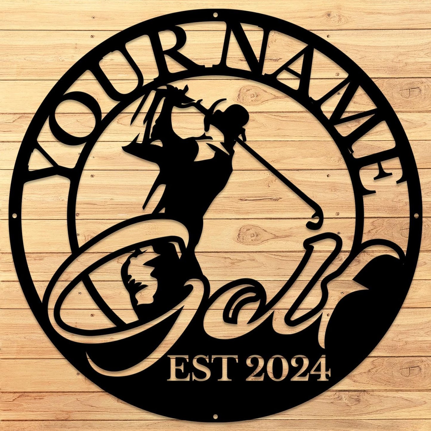 Golf Art Metal Signs,Custom Golf Metal Name Signs,Personalized Golf Signs,Black Golf Metal Wall Art Signs,Golfball Home Outdoor Metal Signs (Style F)