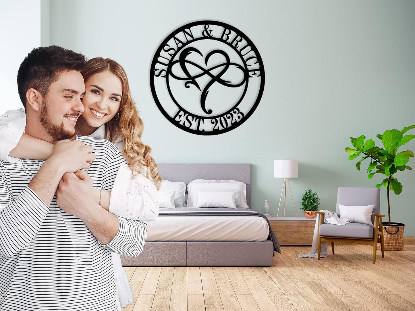 Custom Infinity Heart Wall Decor, Personalized Metal Name Sign, Custom Metal Sign,Name Sign, Outdoors, Last Name Wall Decor, Personalized Wedding Gifts