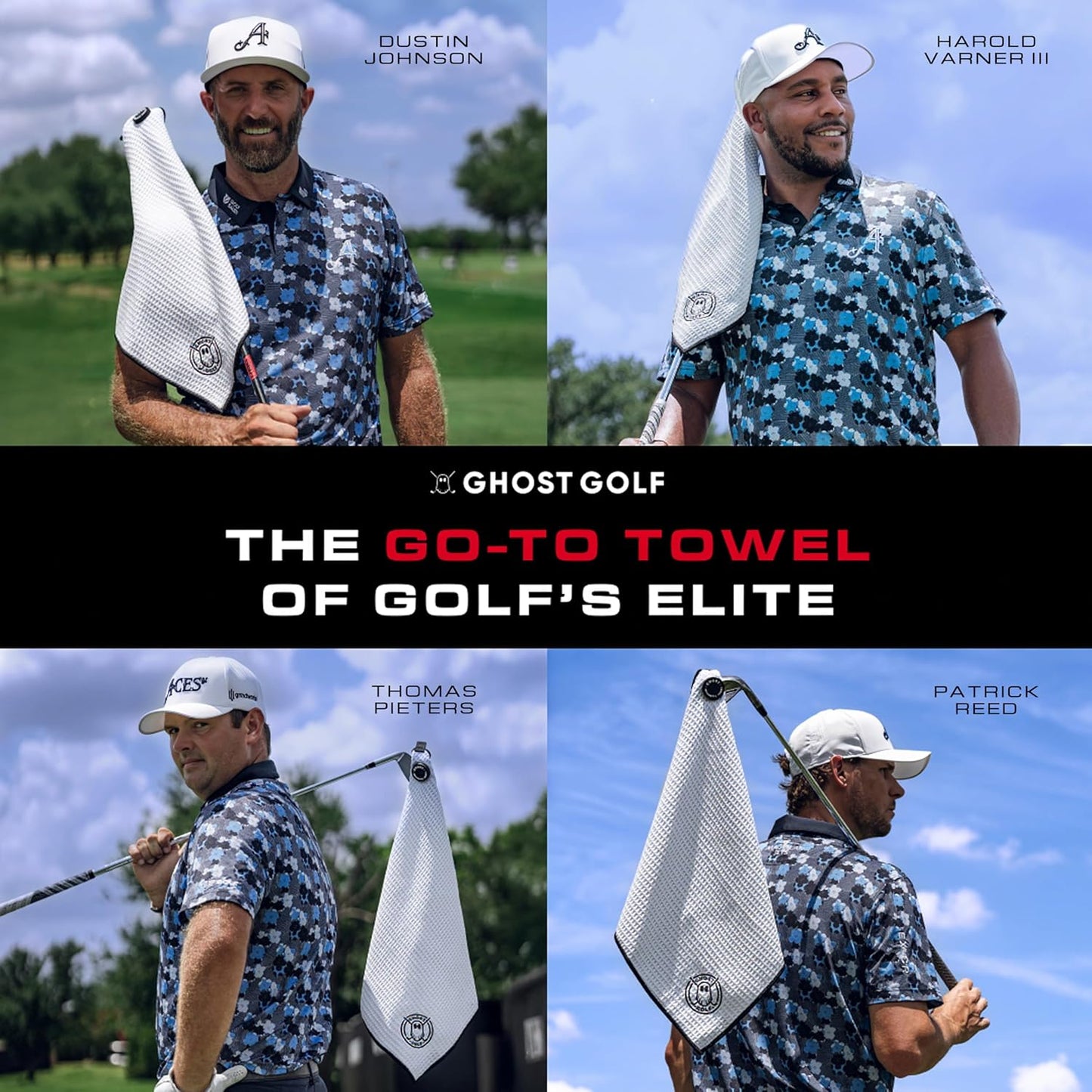 Ghost Golf Magnetic Towel (Greenside) - Premium Ultra-Absorbent Microfiber Golf Towel with Magnet for Golf Carts or Clubs - 18" x 18" Golfing Gear - Waffle Weave Pattern (Grey)