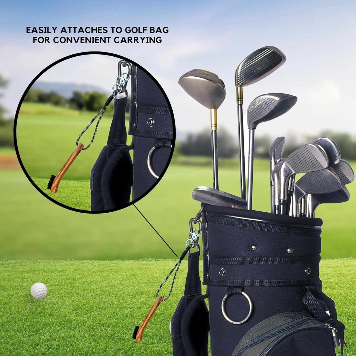 Golf Brush (2 Pack) - Cord and Clip Attachment for Bags and Carts, Club Cleaner Ideal for Woods and Irons - Golf Accesories for Men and Women