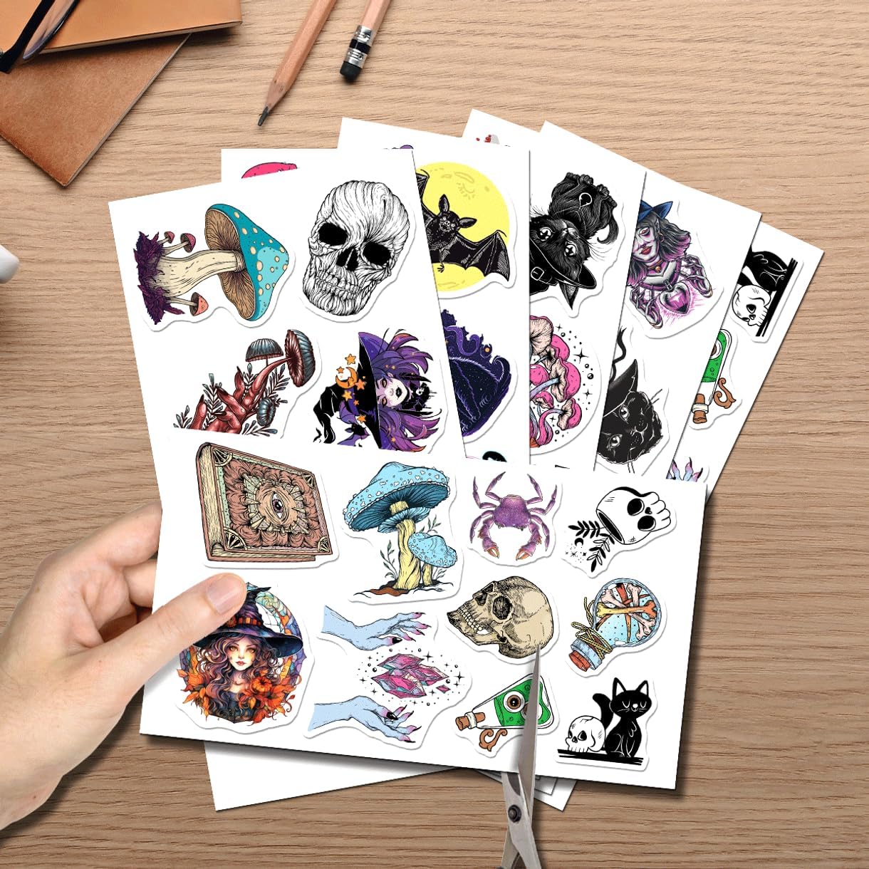 Witch Magic Fantasy Vinyl Stickers Pack 50pcs for Laptop Water Bottle Scrapbook Phone Case Halloween Gothic Decoration Bedroom Wall Skateboard Hard Bike Motorcycle Bumper