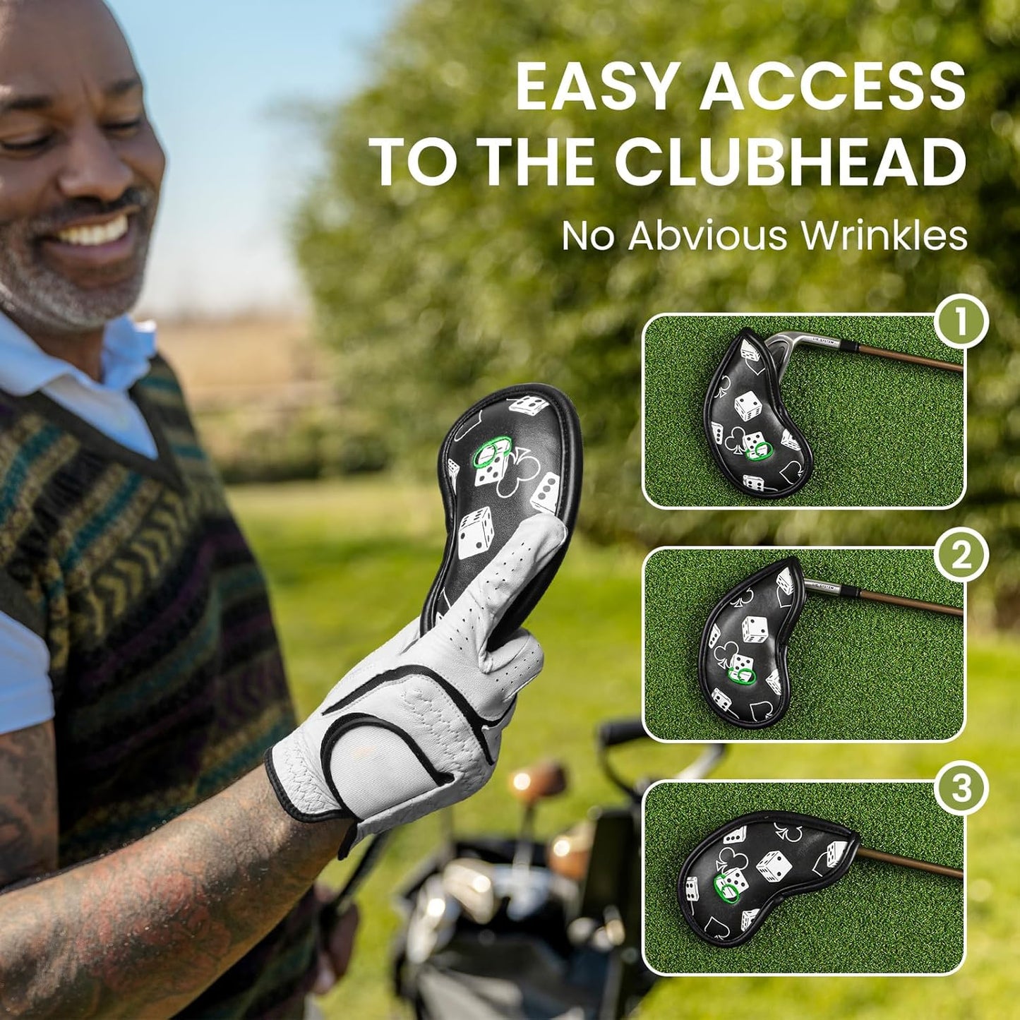 Golf Club Covers Iron Value 12 Pack Stylish Synthetic Leather Headcover, Embroidery Numbers Head Covers Universal Protector Fit Main Iron Wedge Clubs, Accessories Travel for Men Women
