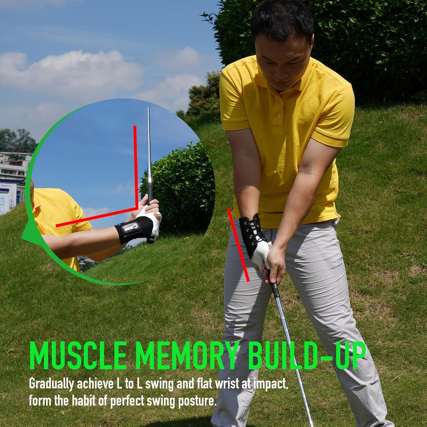 GAIARENA Golf Wrist Brace Wrist Hinge Swing Aid, Efficient Golf Swing Training Equipment to Correct Wrist’s Angle & Develop Muscle Memory for Beginner Golfers
