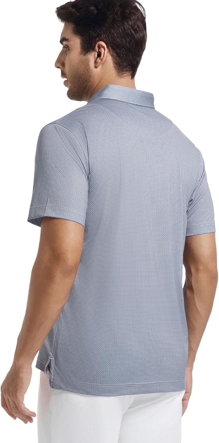 Alex Vando Mens Golf Shirt Moisture Wicking Classic Print Golf Shirts for Men