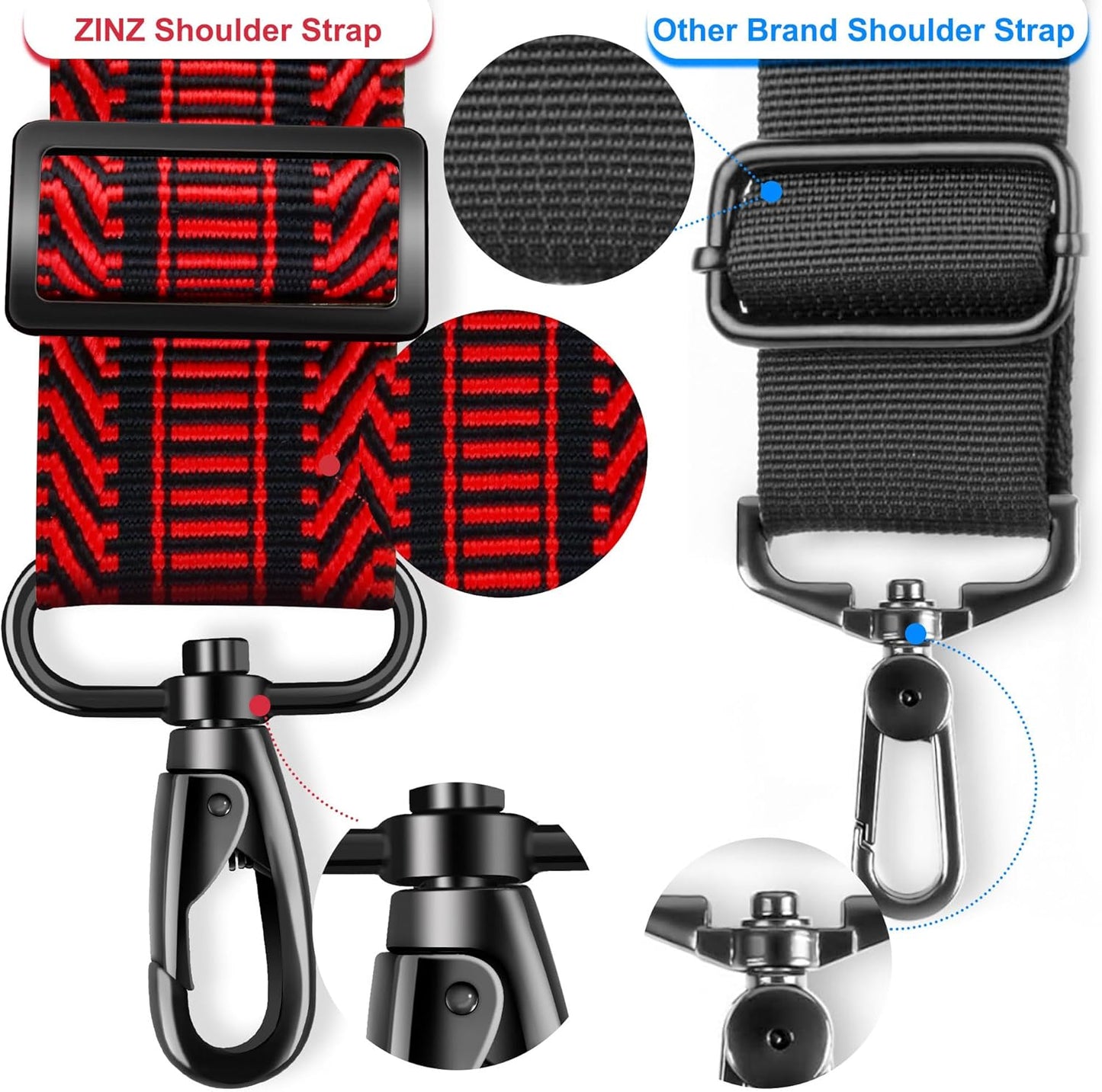 ZINZ 79.5" Universal Strap with Ultra-Thick Fixed Breathable Pad - Adjustable Heavy-Duty Shoulder Strap for Laptop, Crossbody, Luggage, Gym, Camera Bag and More - TH01B02