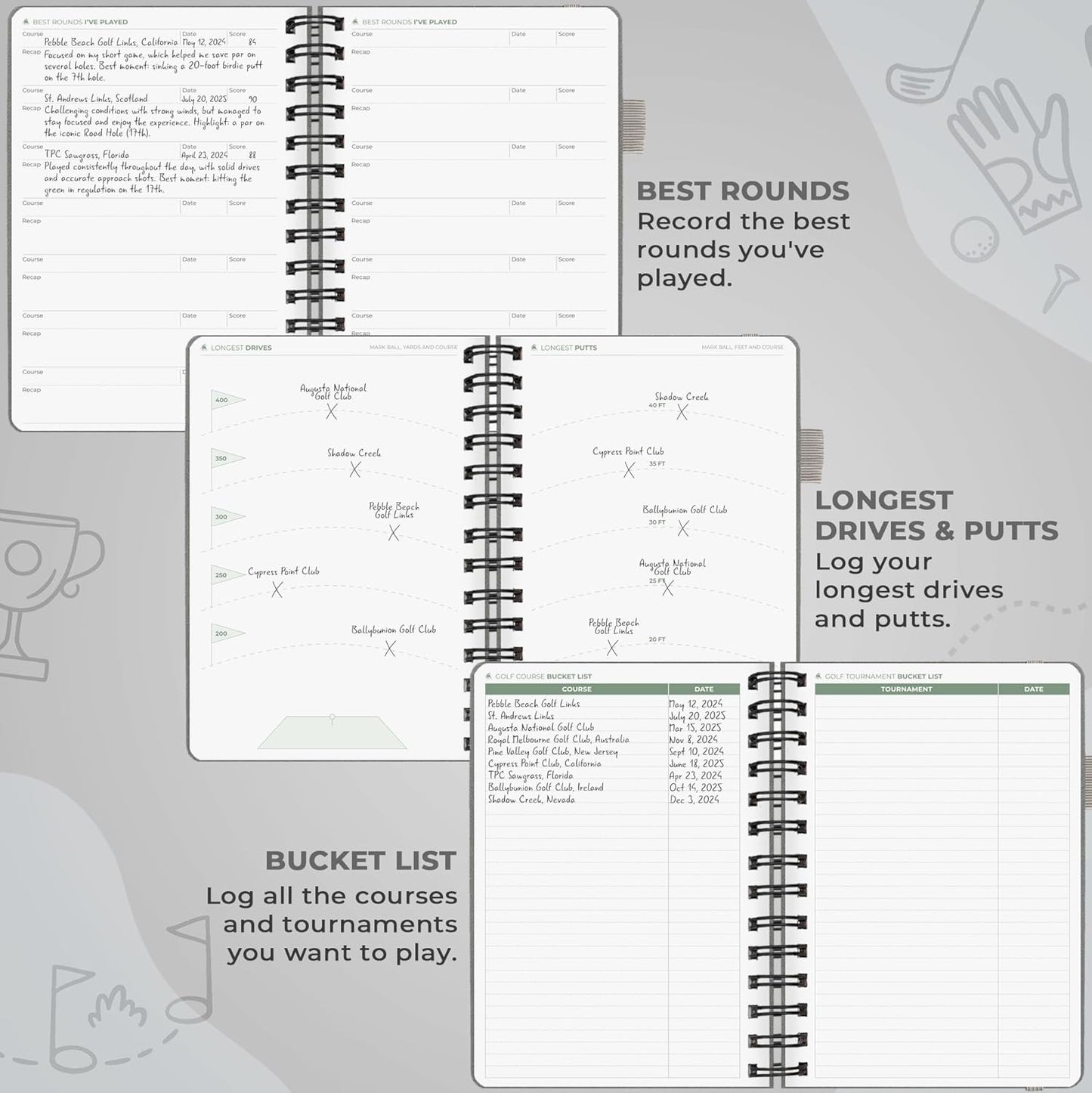 Clever Fox Golf Log Book – Small Training & Scorecard Journal – Pocket Notebook – Golf Practice Accessories & Gifts Ideas for Men (Gray)
