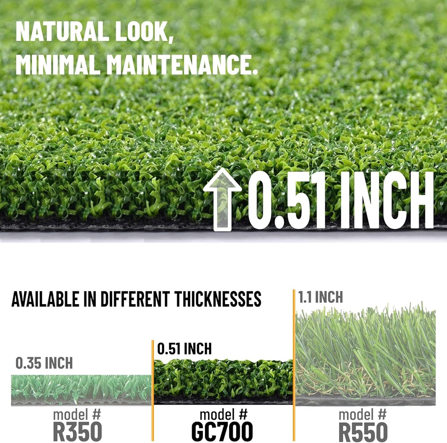 Ottomanson Artificial Turf Golf Hitting Mat 3' x 5' Indoor/Outdoor Waterproof Synthetic Fake Grass for Putting Practice Baseball Football Sports Gym Backyard, Custom Size 2' up to 30'