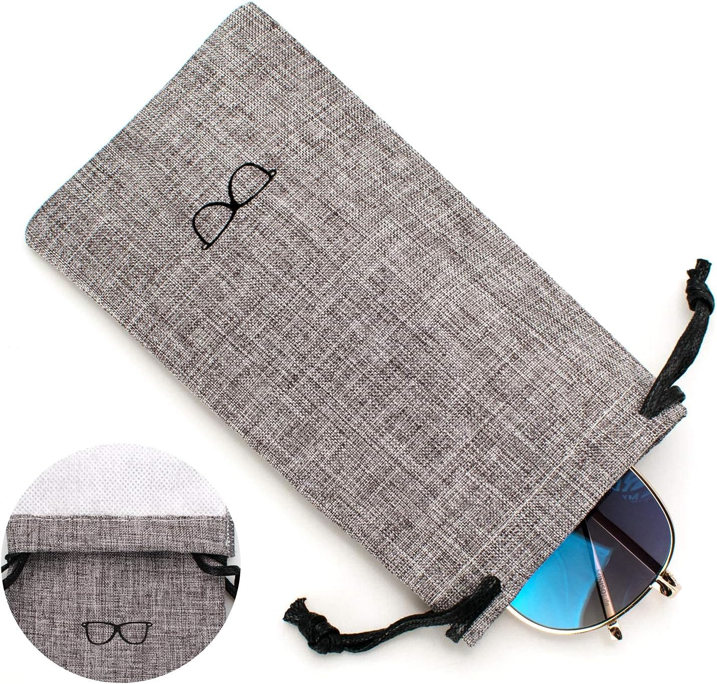 Vemiss Hard Shell Eyeglasses Cases, Linen Fabrics Protector Sunglasses Case, Large Glasses Case
