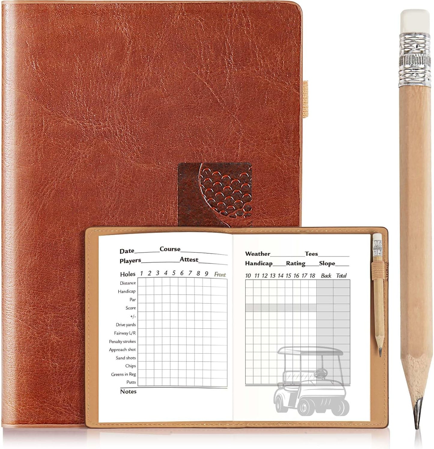 Set for Dad Includes Golf Scorecard Book, Bag Tag with 5 Tees & Golf Club-Shaped Pen - Funny Birthday Present from Daughter, Son or Kids,Best Dad by Par