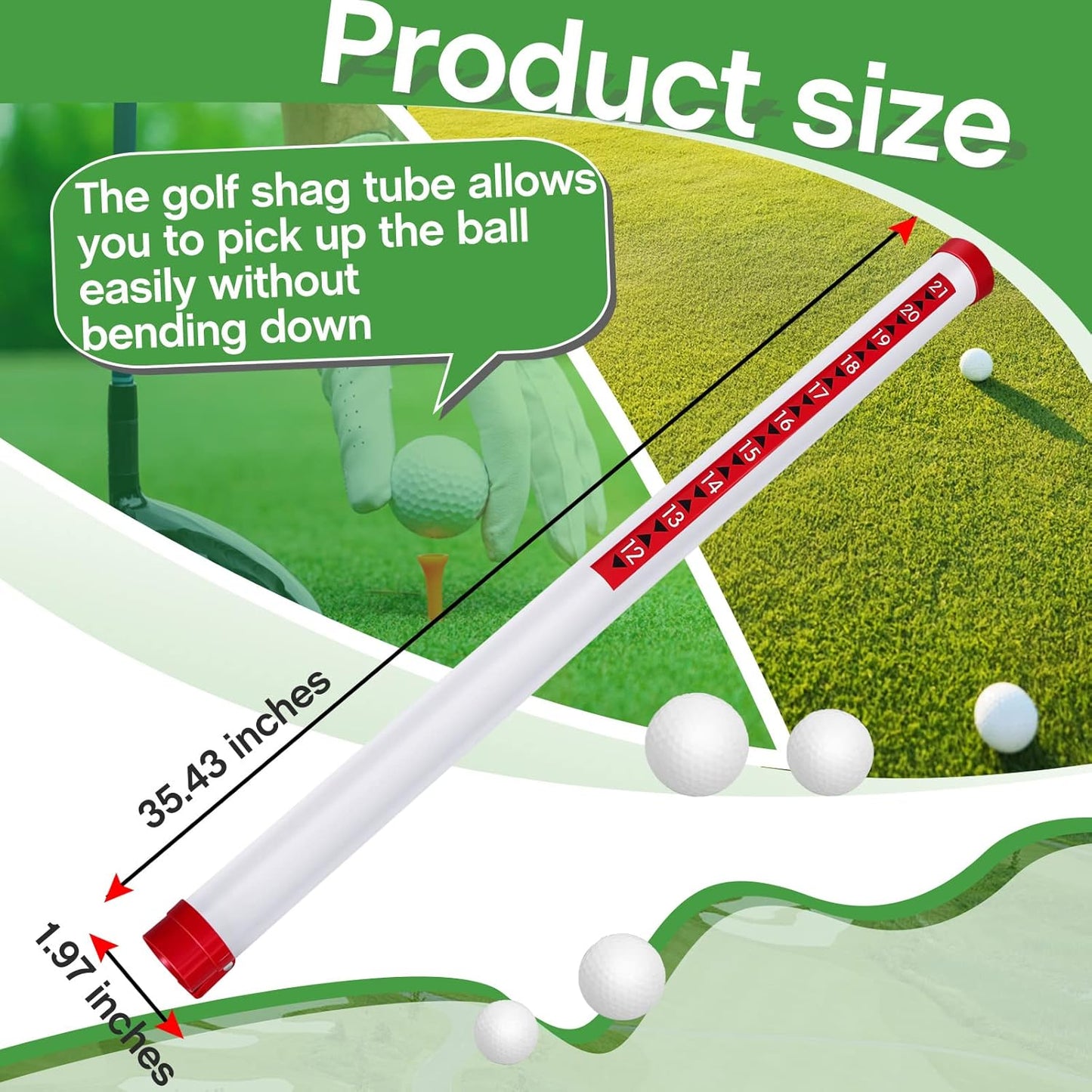 Deekin 2 Pieces Golf Ball Picker Plastic Clear Golf Ball Retriever Collector Golf Ball Pickup Tool Shag Tube