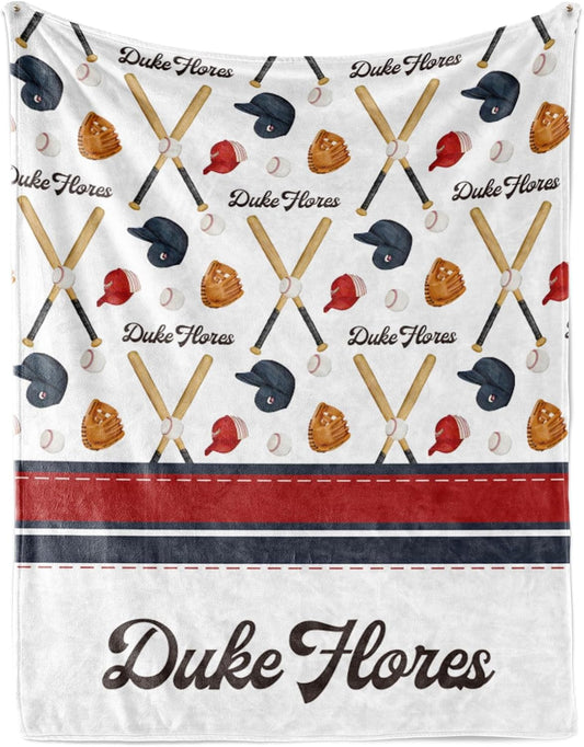 Custom Name Baseball Blanket - Personalized Names Soft Plush Flannel Throw Blankets for Baby Kids Teen Boys Girls Holidays Birthdays Gifts Color03