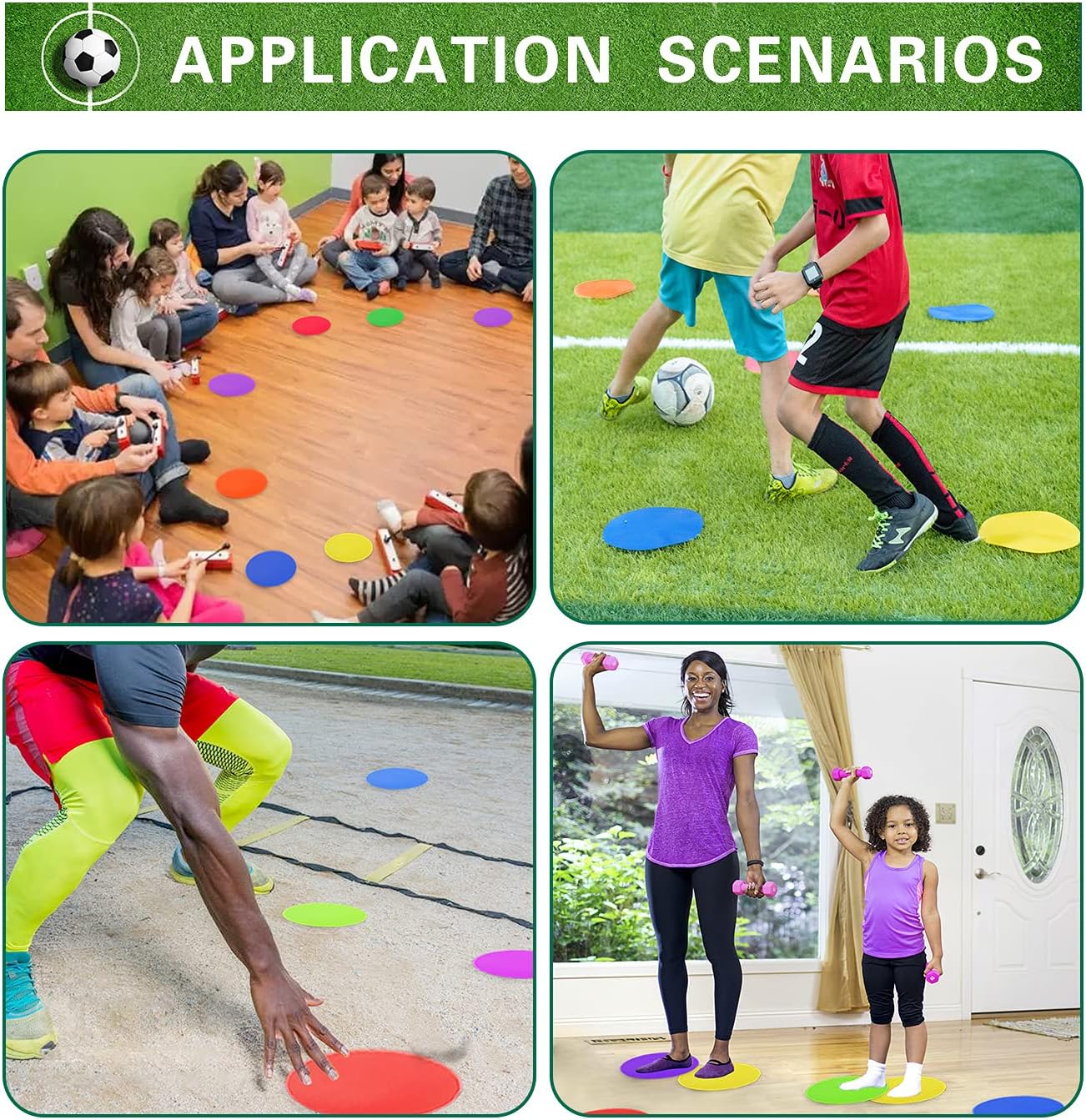 Spot Markers 4.72 Inch 9 Inch Non Slip Rubber Floor Markers Flat Field Cones Poly Dots for Soccer Basketball Sports Speed Agility Training and Drills