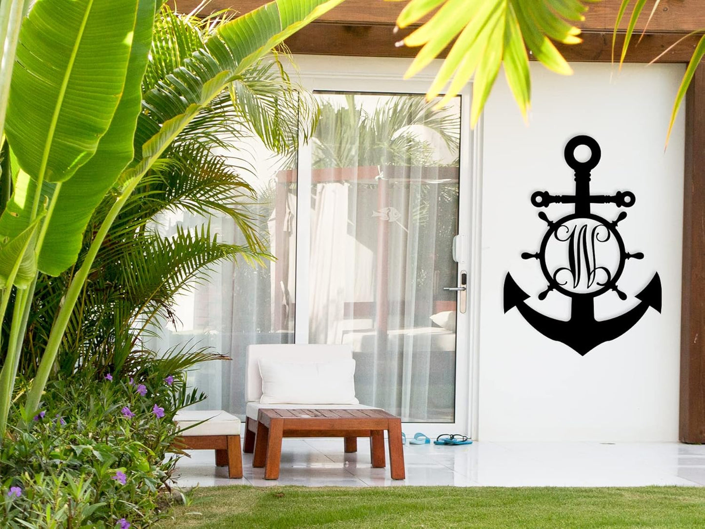 Personalized Anchor Metal Signs,Custom Anchors Initial Sign, Home Office Decoration Metal Signs,Outdoor Wall Decor,Nautical Lovers Gift