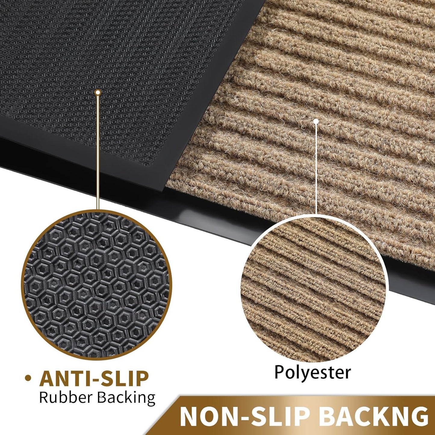 Yimobra Front Door Mat Outdoor Indoor Entrance, 100% Waterproof All-Season All Weather Doormat, Welcome Matt Outside Entry, Non Slip, Low Profile, Heavy Duty Patio Porch Floor Mats,47 x 32,Khaki