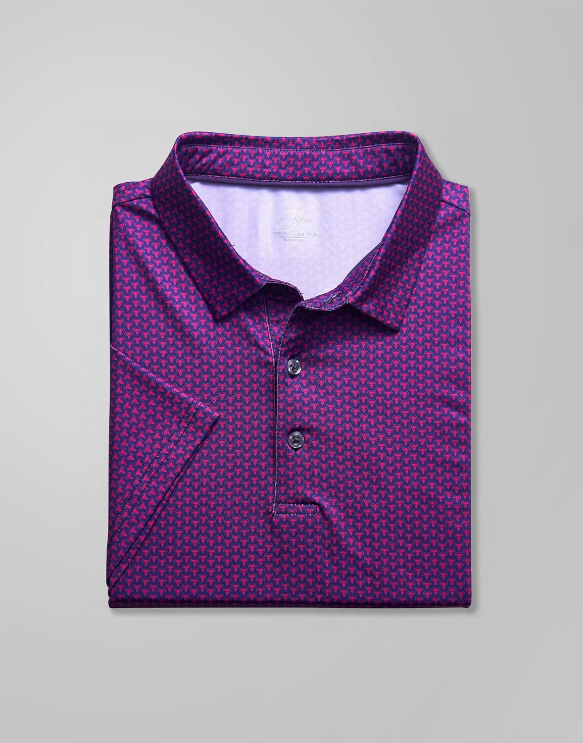 Obla Mens Golf Polo Shirts Short Sleeve Dry Fit Performance Moisture Wicking Casual Print Collared Golf Shirts for Men