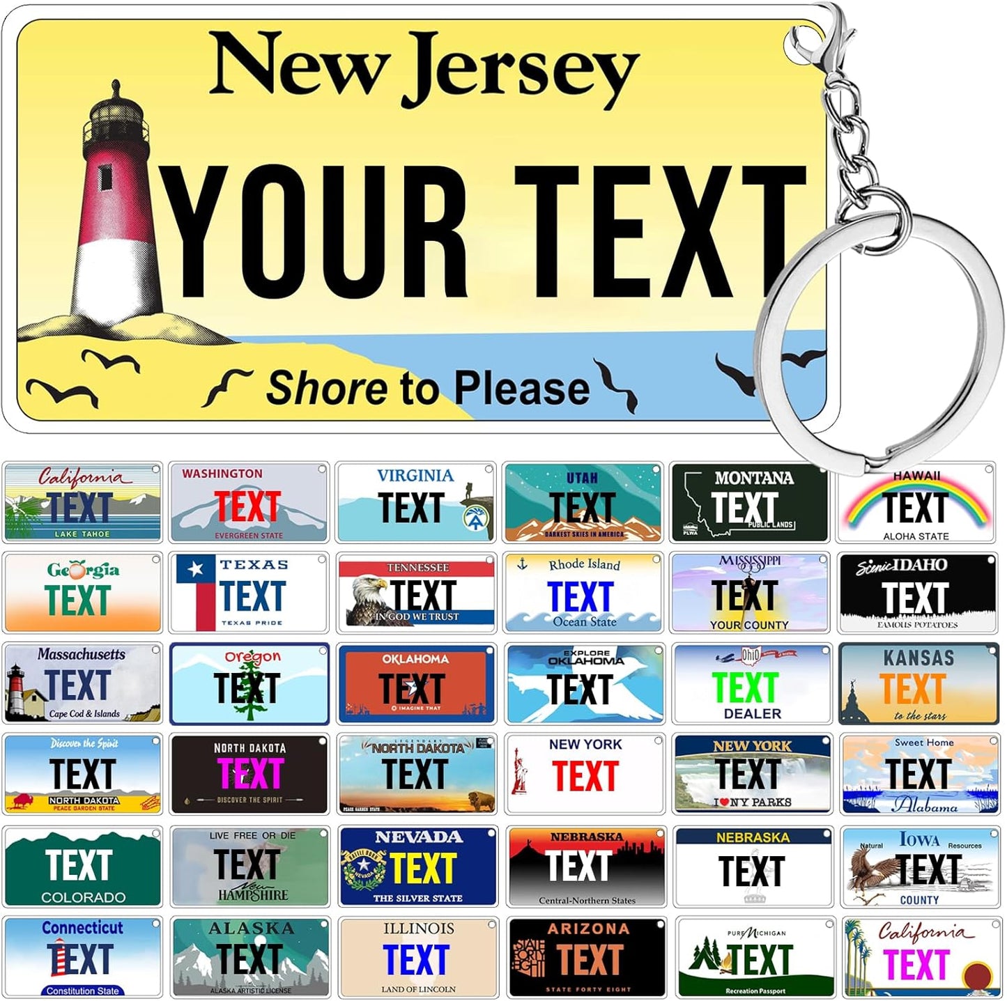 License Plate Keychain,Custom New Jersey State License Plate Key Chains - Select from All 50 States - Personalized Customizable Car Tag Key Chain,Metal Customized Car Tag Keychain