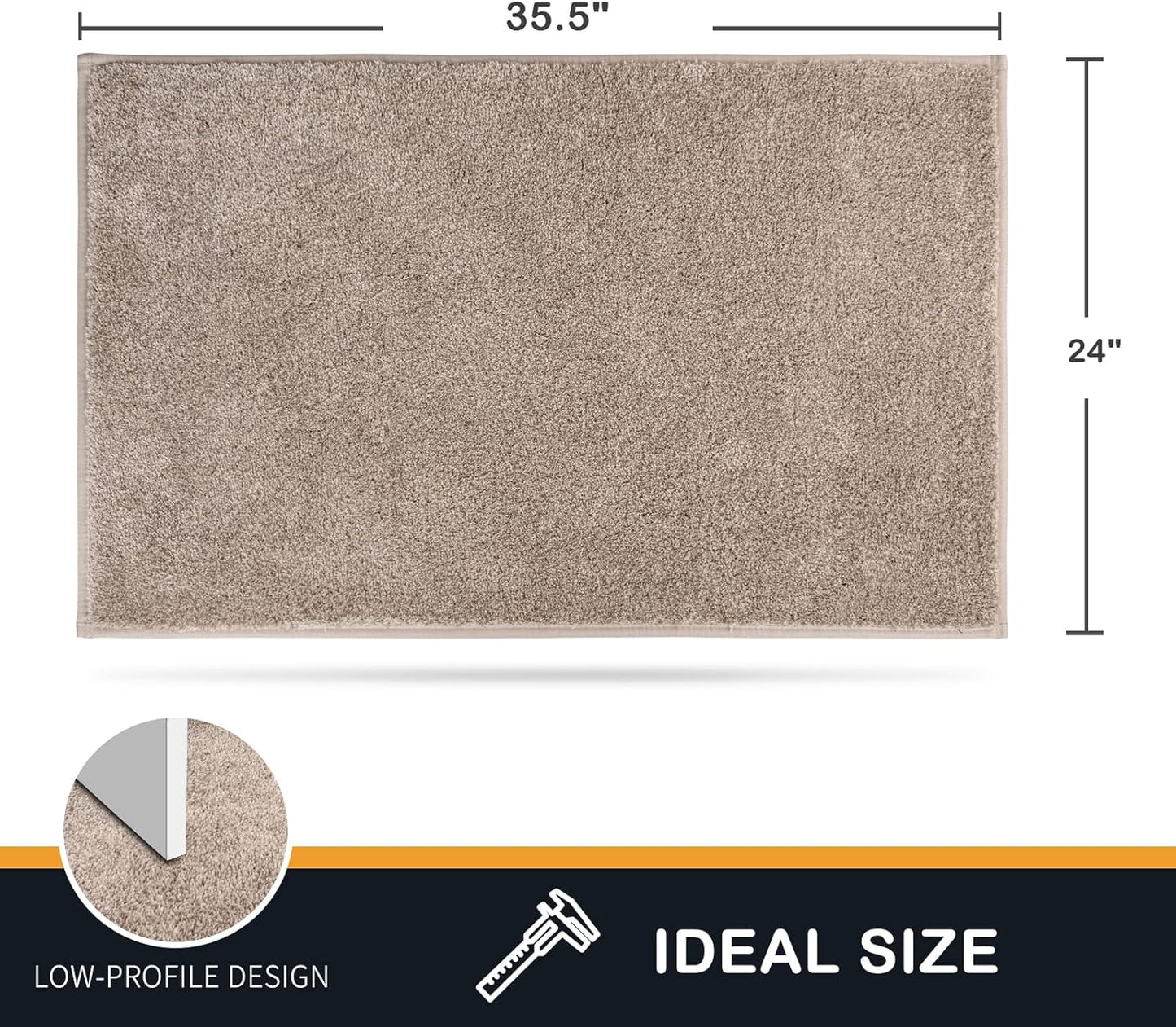 PURRUGS Dirt Trapping Door Mat 24" x 35.5", Non-Slip Machine Washable Entry Rug, Shoe Scraper, Dog Doormat, Super Absorbent Welcome Mat for Front & Back Door, Muddy Shoes & Paws, Taupe