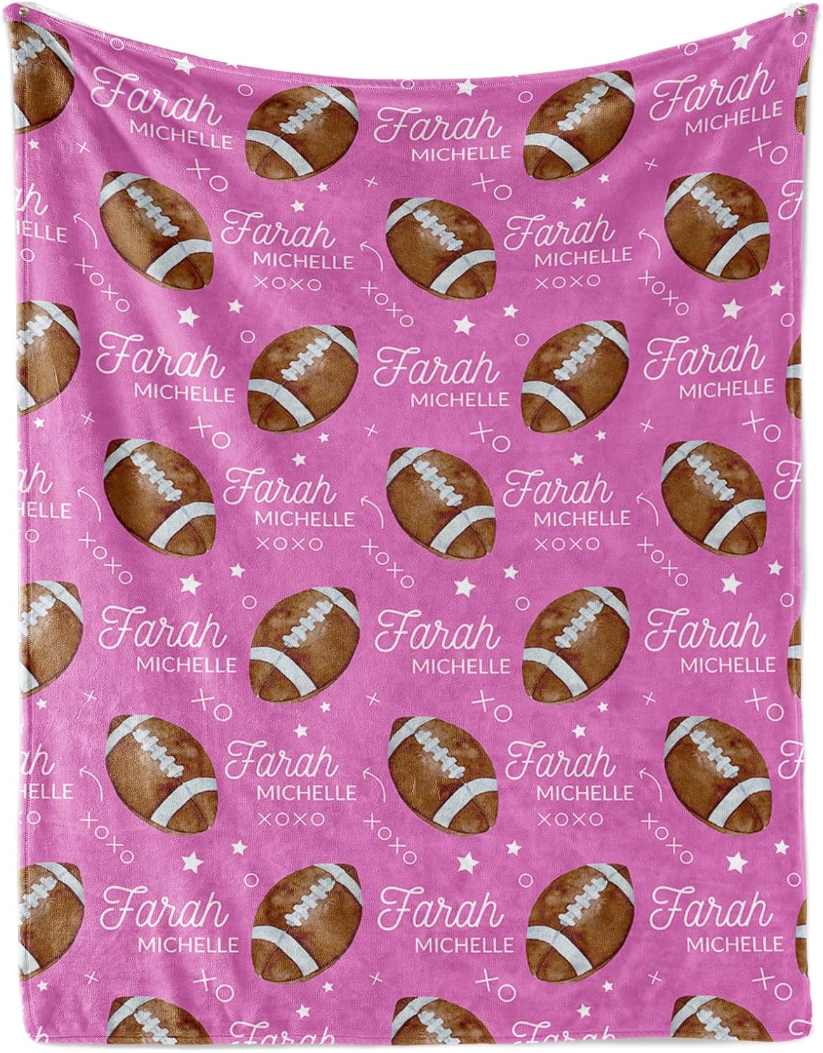 Custom Name Football Blanket - Personalized Names Soft Plush Flannel Throw Blankets for Baby Kids Teen Boys Girls Holidays Birthdays Gifts Color12