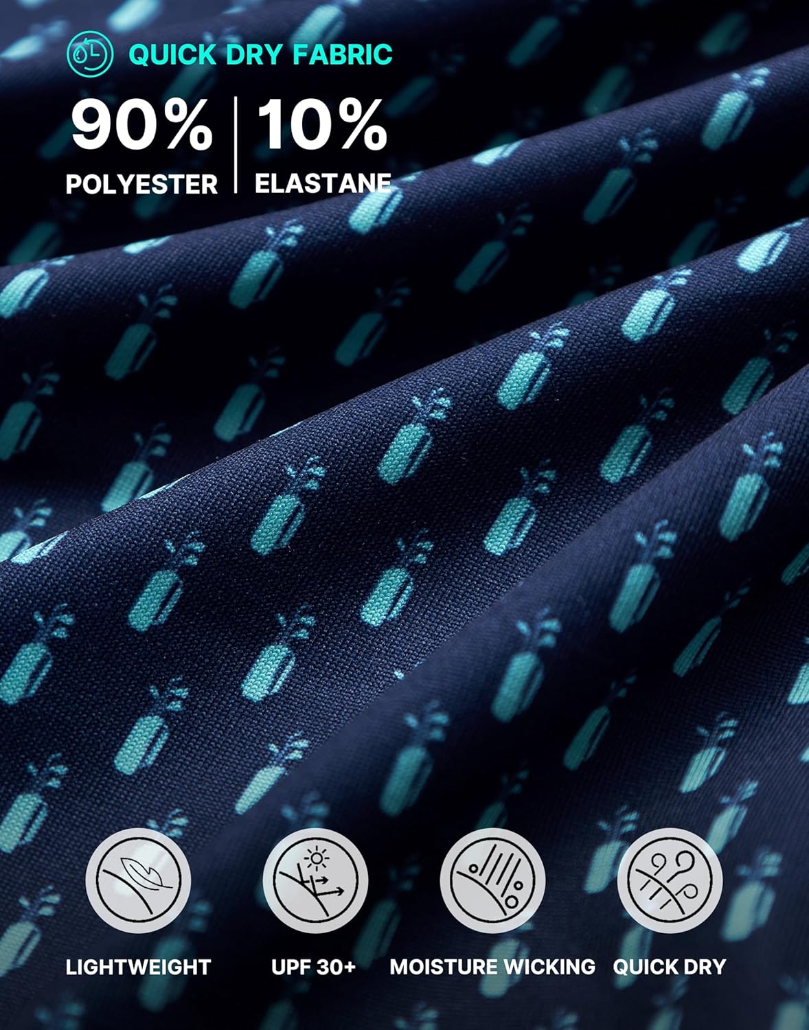 Obla Mens Golf Polo Shirts Short Sleeve Dry Fit Performance Moisture Wicking Casual Print Collared Golf Shirts for Men