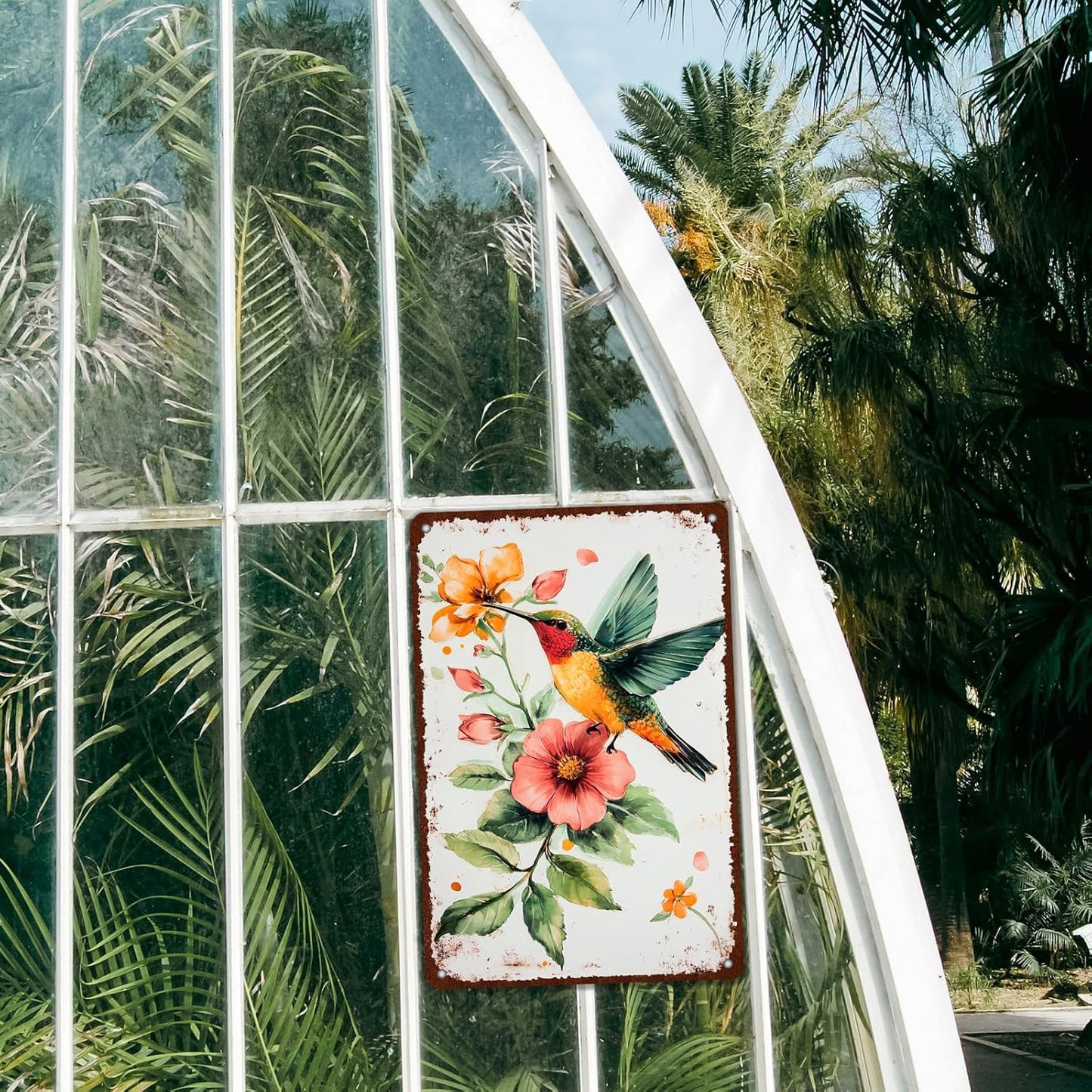 Anique Metal Tin Sign Hummingbird Watercolor Colorful Bird Metal Sign Hummingbird Art Decor Hummingbird Paradise Wall Sign 8x12 Inch