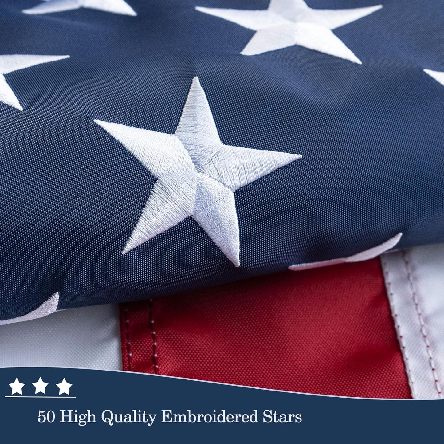 JRED American Flag Indestructible US Flag 4x6 Heavy Duty Outdoor USA 420d Nylon TearProof Flags for Outside High Wind All Weather Longest Lasting Embroidered Stars