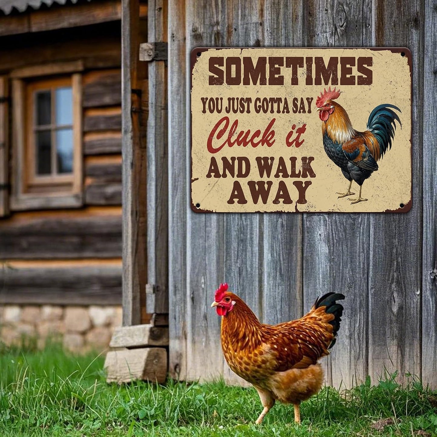Chicken Farm Metal Tin Sign Chicken Cluck It Iron Sign Home Kitchen Wall Decor 12x16 Inch Funny Plaque