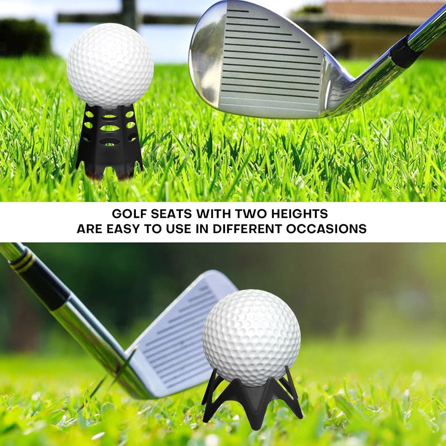 Golf Simulator tees, 24Pcs Plastic Golf Mat Tees for Home, Outdoor or Indoor Golf Tees for Training, Practice Golf tees for Winter Turf and Driving Range, Pack of 12 Tall & 12 Small