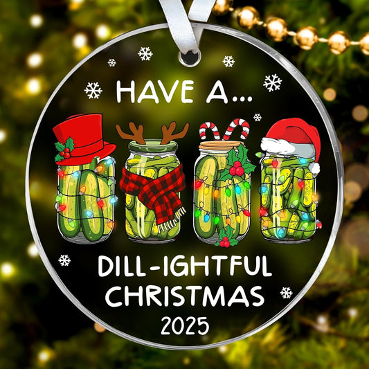 HEXMOZ Christmas Pickle Ornament 2025 - Funny Pickles Gifts for Pickle Lovers, Pickles Themed Gifts for Women Men, Gag Gift Ideas - Acrylic Ornaments for Christmas Tree Decoration