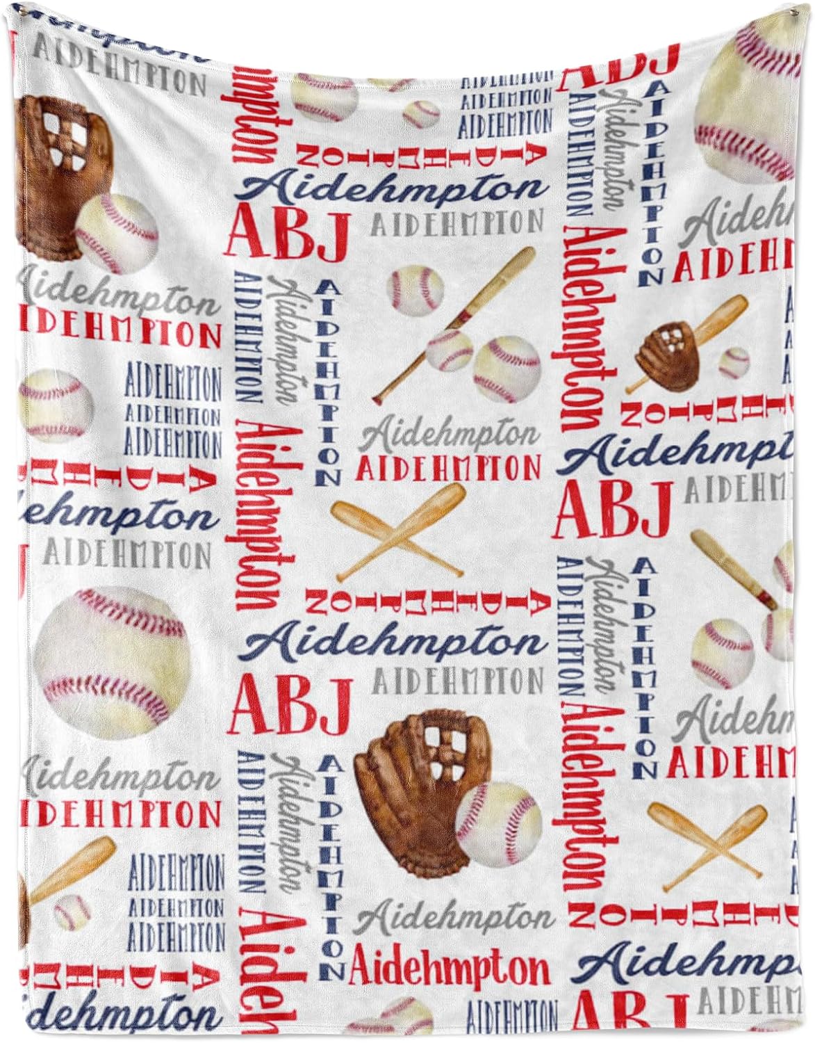 Custom Name Baseball Blanket - Personalized Names Soft Plush Flannel Throw Blankets for Baby Kids Teen Boys Girls Holidays Birthdays Gifts Color04