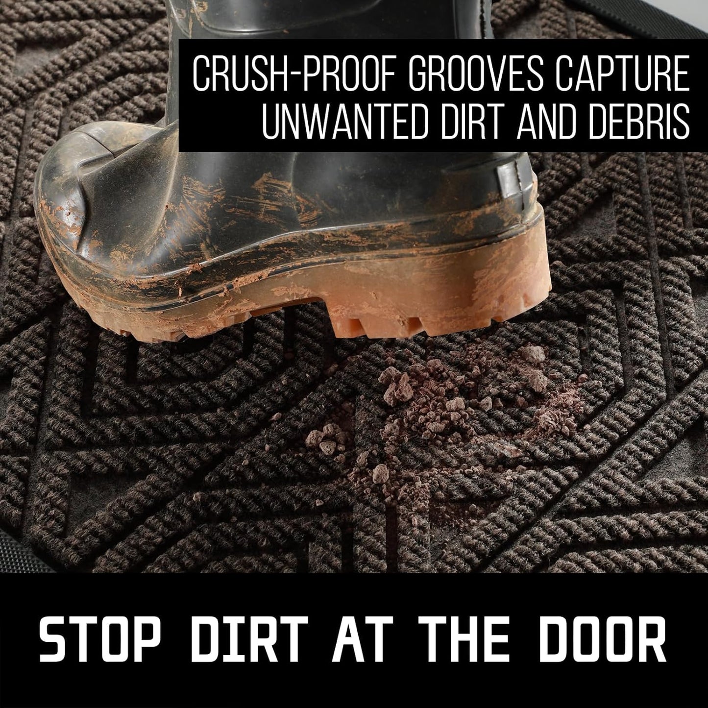 Yimobra Door Mat, Outdoor Indoor Entrance Welcome Mat, Heavy Entry Front Door Mat, Stain & Fade Resistant, Low Profile, Sturdy Rubber, Easy Clean Patio Floor Mat, Waterproof, 60 x 36,Brown