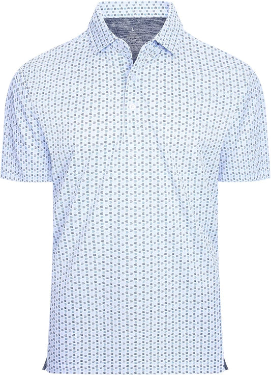 Alex Vando Mens Golf Shirt Moisture Wicking Classic Print Golf Shirts for Men