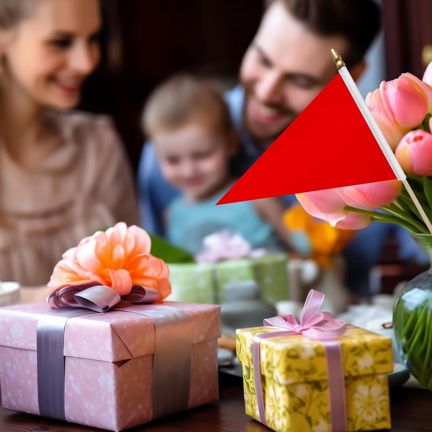 20 Pack Solid Color Red Blank Pennant Flags on Wood Stick Small Mini Plain DIY Graffiti Flags,Decorations for Parades,Grand Opening,Kids Birthday,Sports Clubs,5x8 Inch