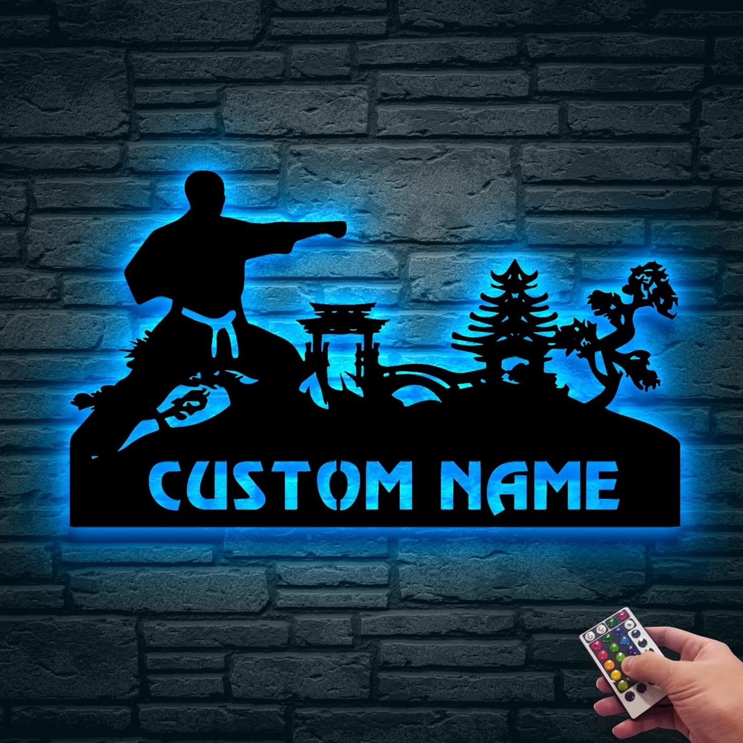 Custom Karate Punch Afcultures Metal Wall Art With LED Light, Gift For Karate Lovers, Wall Hanging, Home Decor, Birthday Gift, Christmas Gift