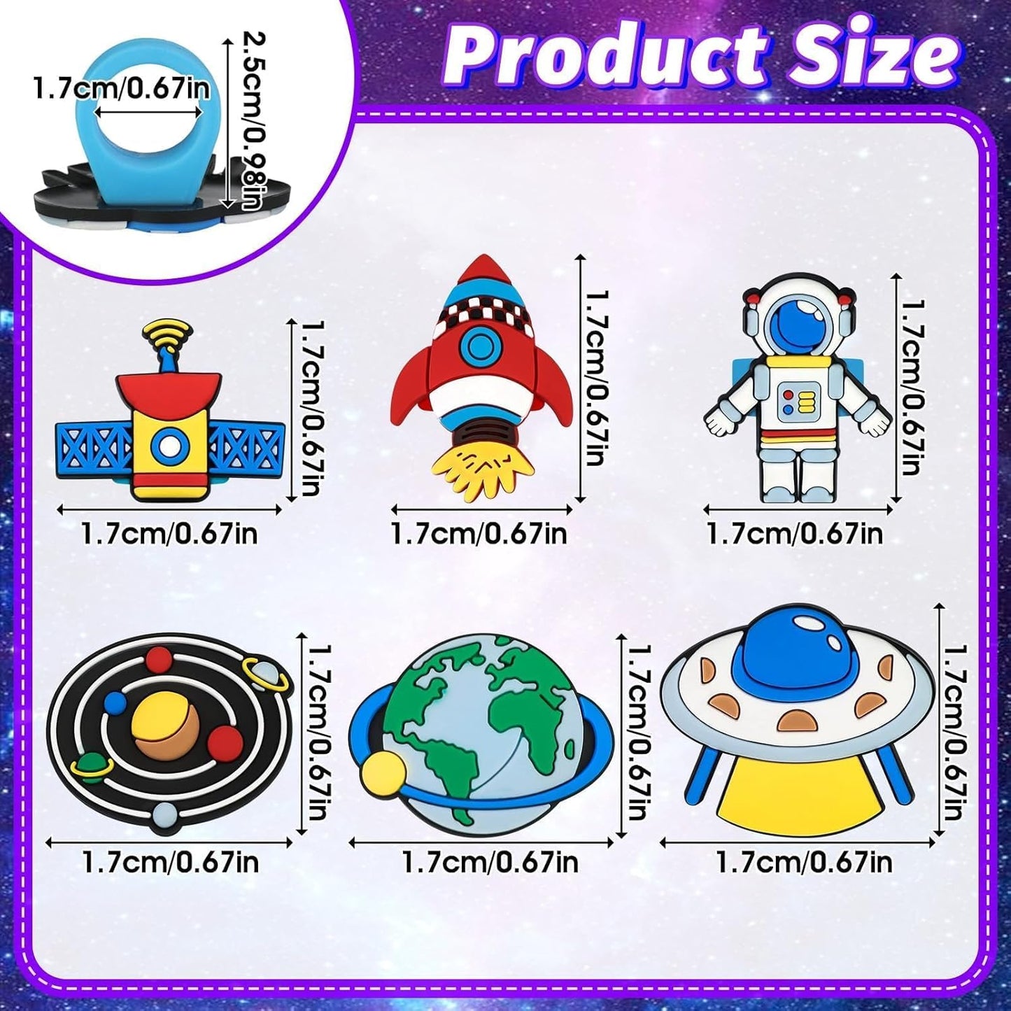 24PCS Space Astronaut Cupcake Ring Toppers Planet Rocket Spaceship Trip to the Moon Cupcake Picks Space Themed Party Cake Decorations for Baby Shower Birthday Party Supplies