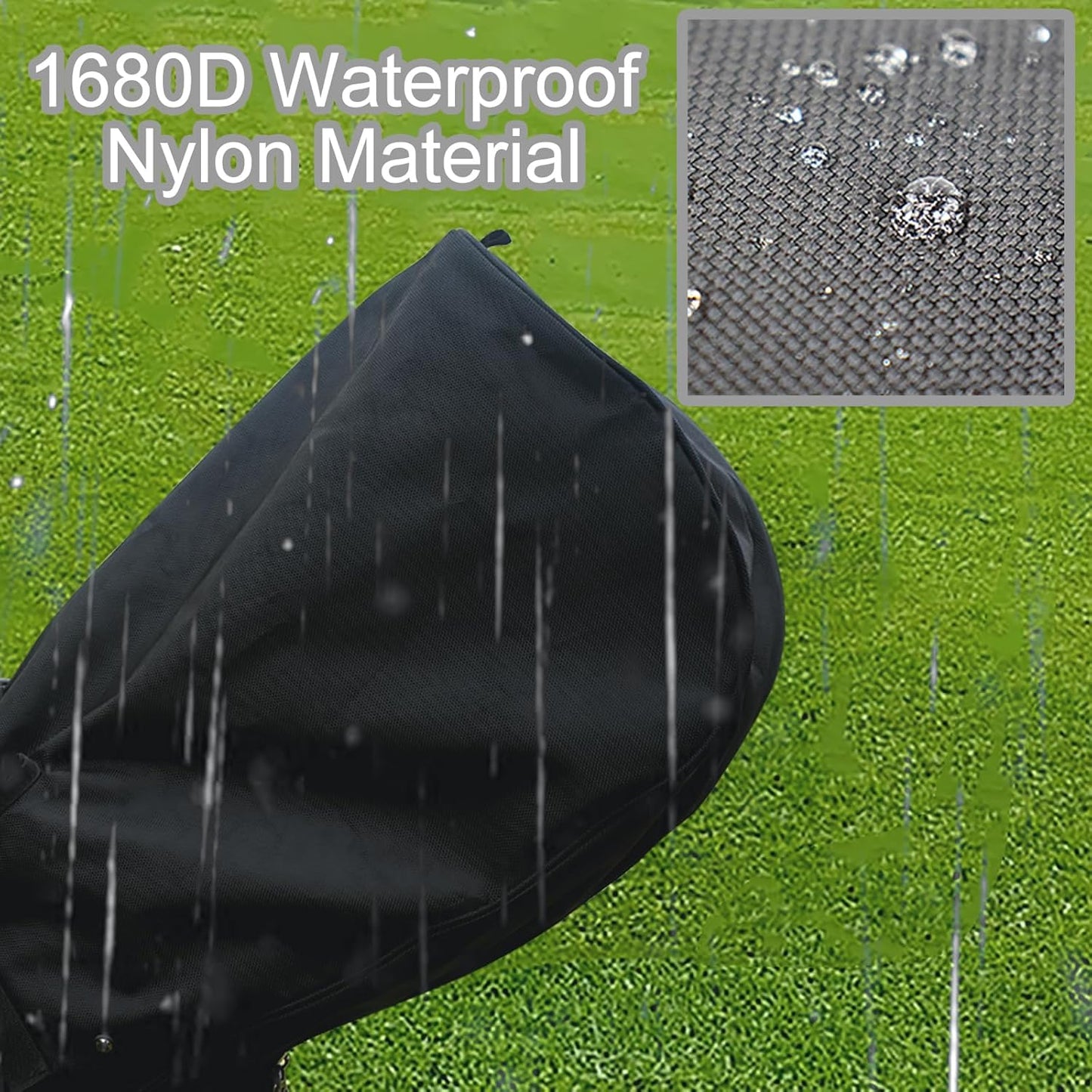 Golf Bag Cover Rain Hood Waterproof, Rain Cape for Golf Bags fit Almost All Tour Bags Golf Bags or Carry Cart for Mens Women Golfer (Black)