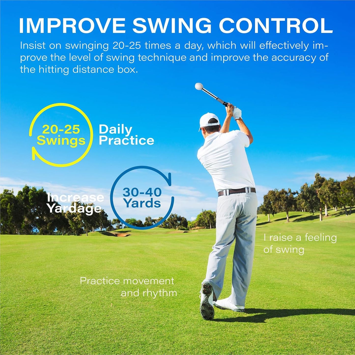 Joyniper Golf Training Wrist Trainer Golf Swing Practice Stick - Strength and Rhythm Training for Improved Shot Swing Control
