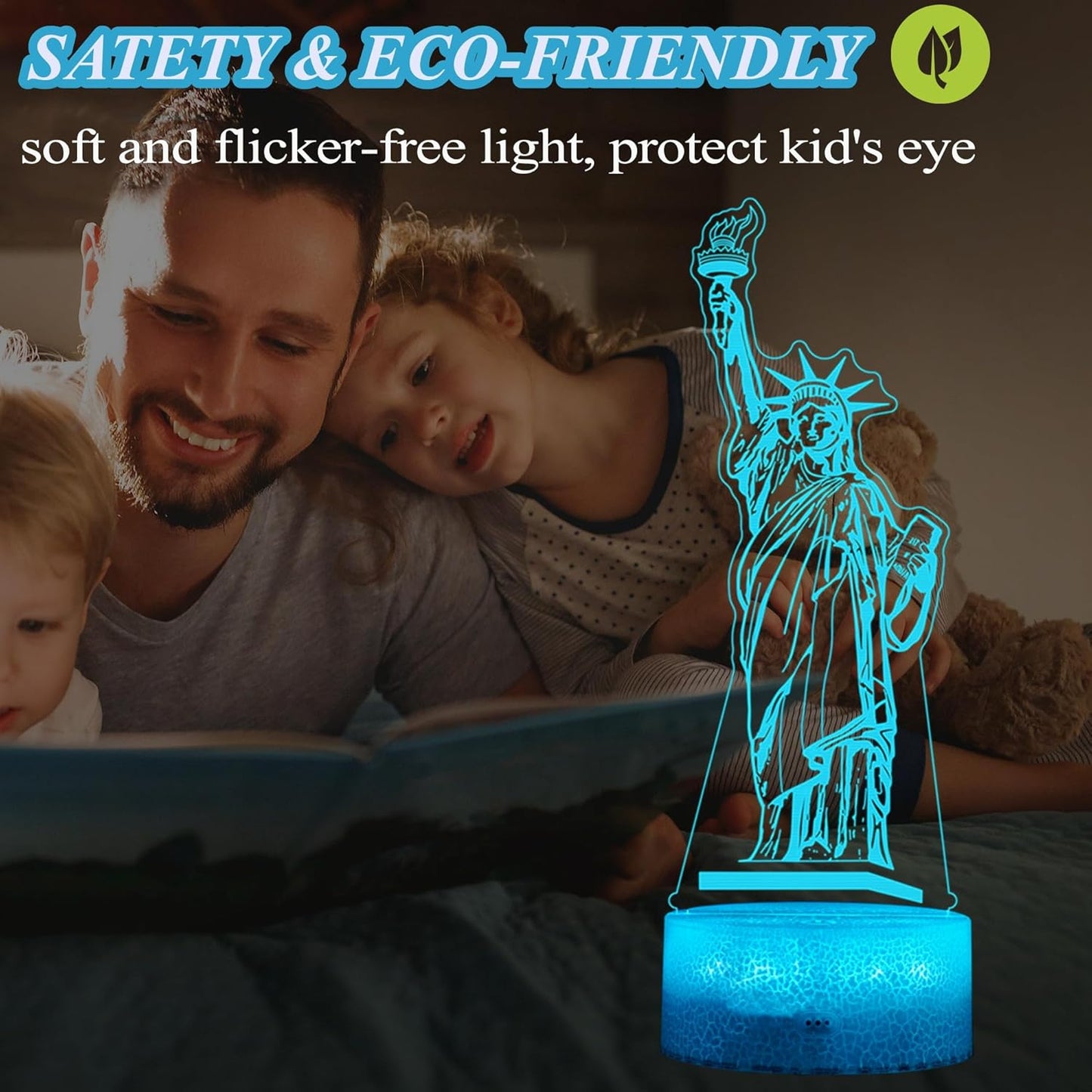 Statue of Liberty Night Light, 3D Illusion Lamp with 16 Colors Changing, Timer, 4 Flash Modes and Dimmable, Kids Boys Girls Room Decor, Holiday Xmas World Landmark Building Gifts