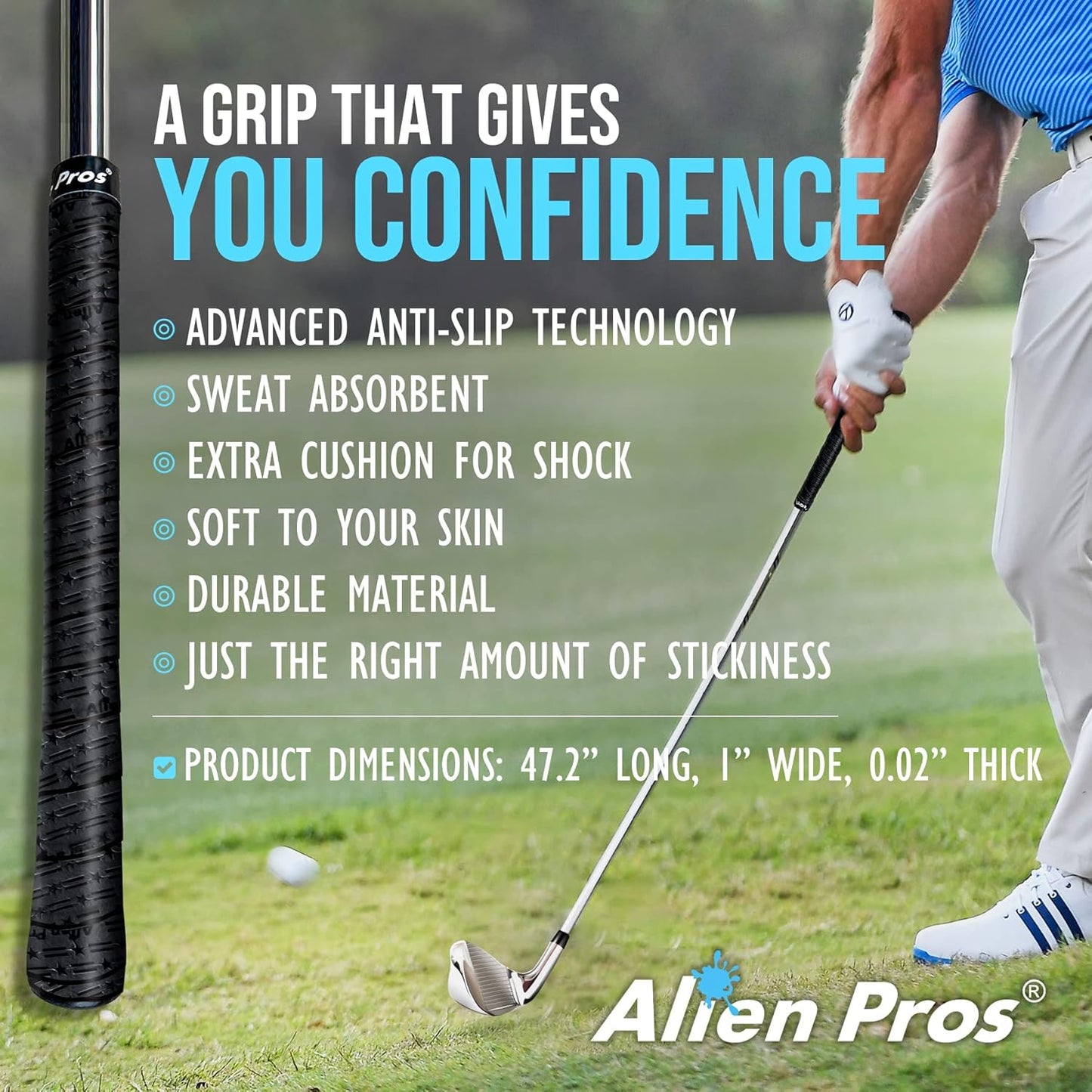 Alien Pros Golf Grip Wrapping Tapes - Innovative Golf Club Grip Solution - Enjoy a Fresh New Grip Feel in Less Than 1 Minute