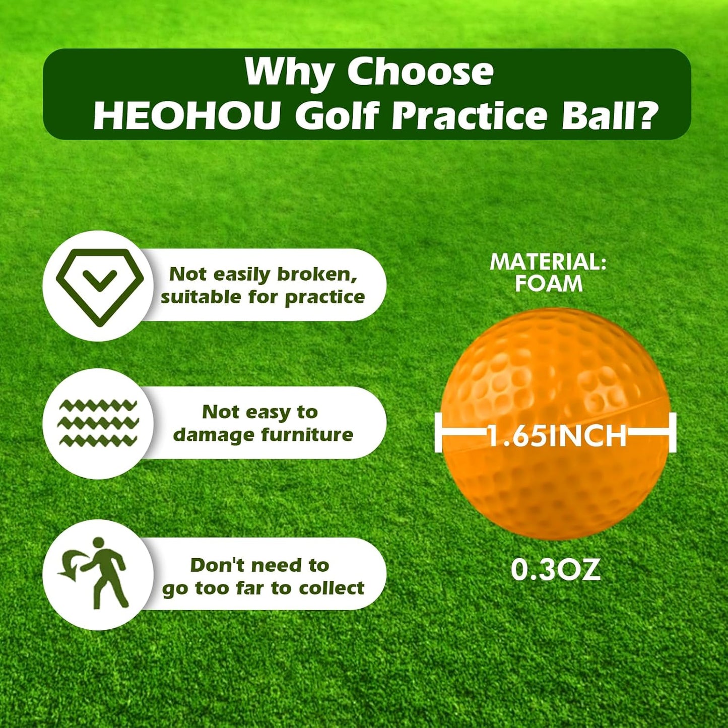 Foam Golf Practice Balls 20 Pack,Realistic Feel and Limited Flight Practice Golf Balls for Backyard,Soft Training Golf Balls for Indoor or Outdoor