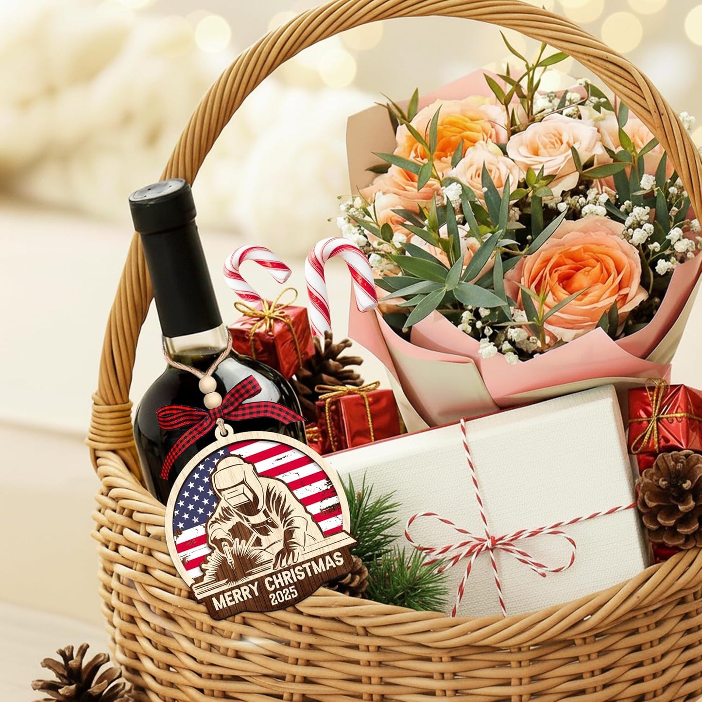 HEXMOZ Welder Ornament for Christmas Tree - Welding Ornaments - Welder Gifts, Welding Gifts for Men, Women - Merry Christmas Wood Ornament 2025 Decoration