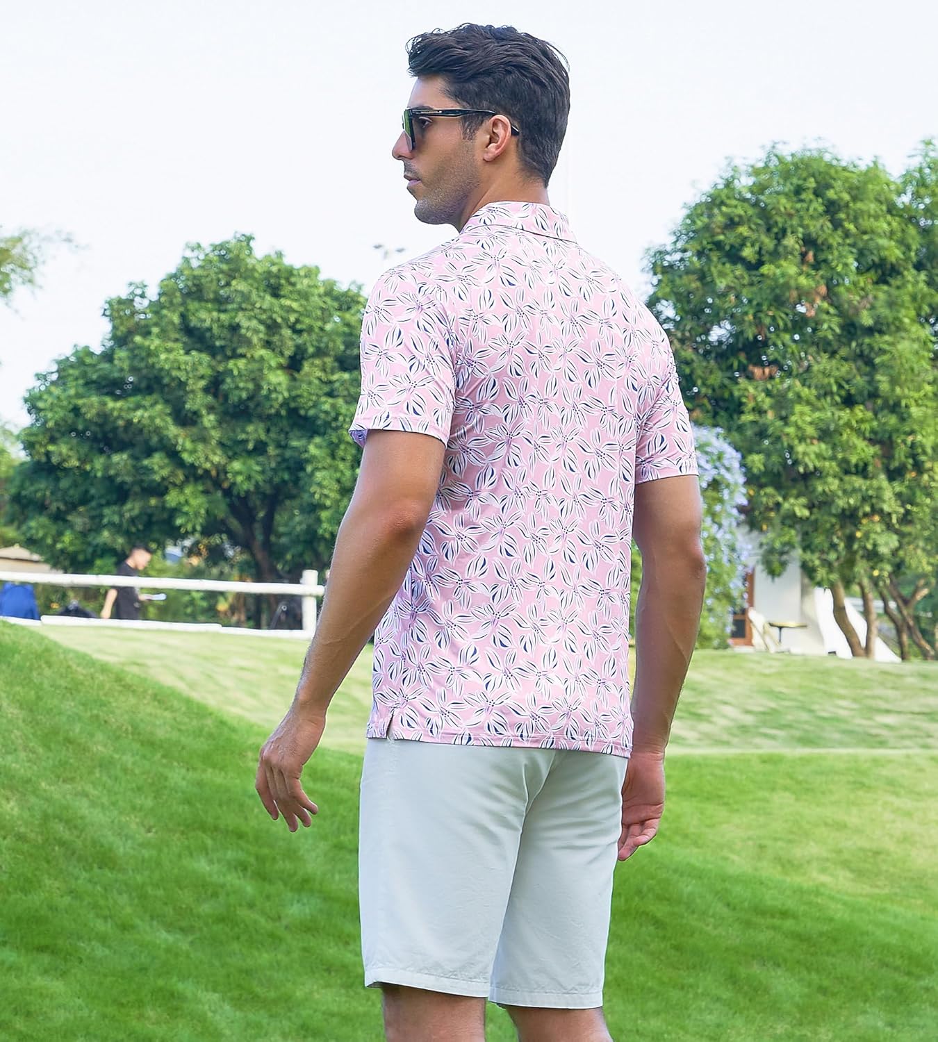 Alex Vando Mens Hawaiian Golf Shirt Moisture Wicking Digital Print Golf Shirts for Men